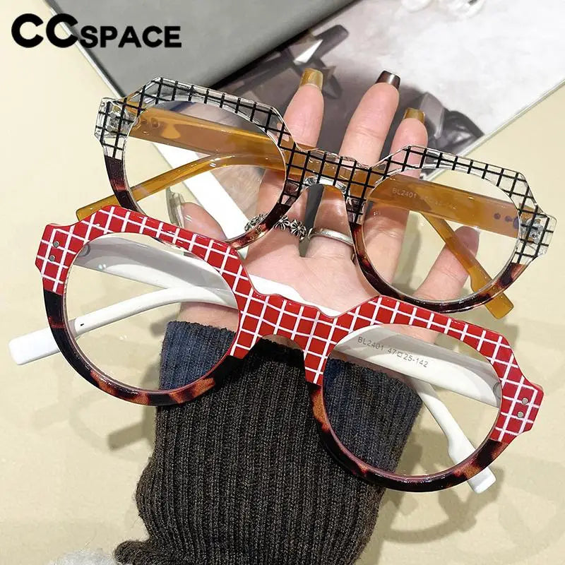 CCspace Women's Full Rim Round Plastic Eyeglasses 57420 - Stylish & Lightweight Frames for Reading, Work & Everyday Use