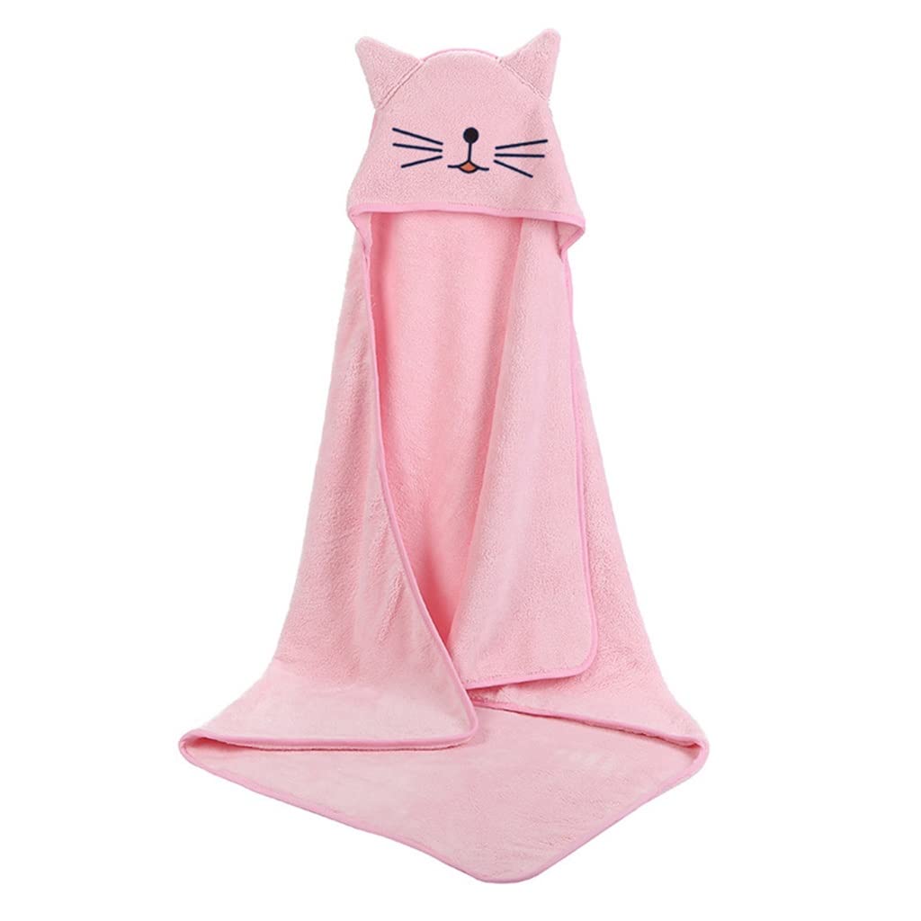Soft Coral Fleece Baby Hooded Towel - Cartoon Print Newborn Bath Towel & Blanket for Infant Girls | Perfect for Bath Time, Swaddling & Photo Shoots (Color A, 1pc)