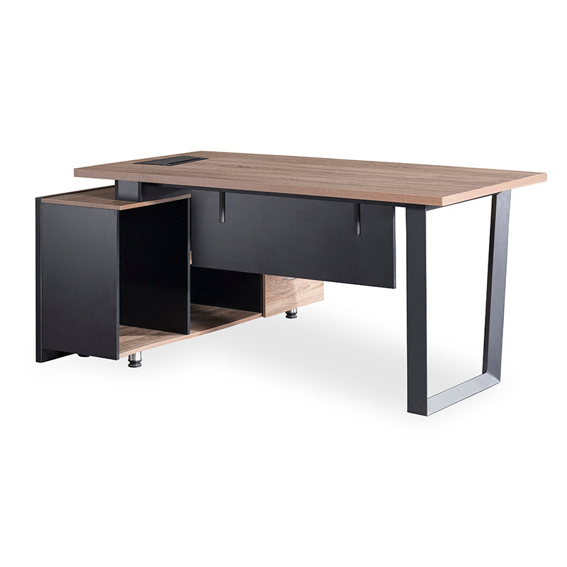 ADRIANO Executive Office Desk with Right Return - 160cm & 180cm Light Brown Wooden L-Shaped Desk for Home Office & Workspace