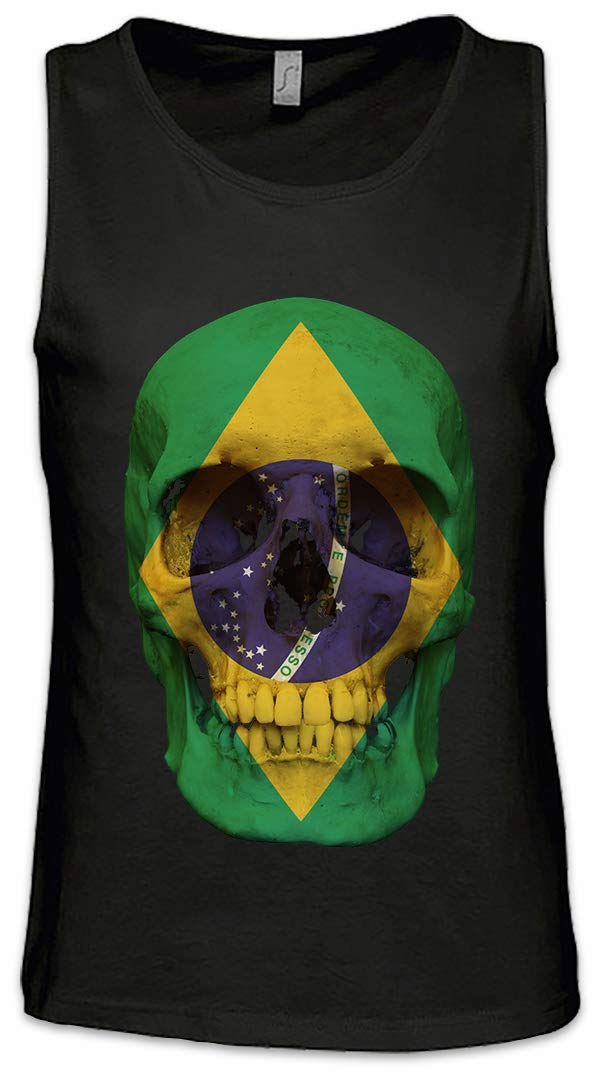 Urban Backwoods Classic Brasil Skull Flag Men's Tank Top - Breathable Gym Shirt for Workout & Streetwear | Perfect for Fitness, Bodybuilding & Casual Fashion