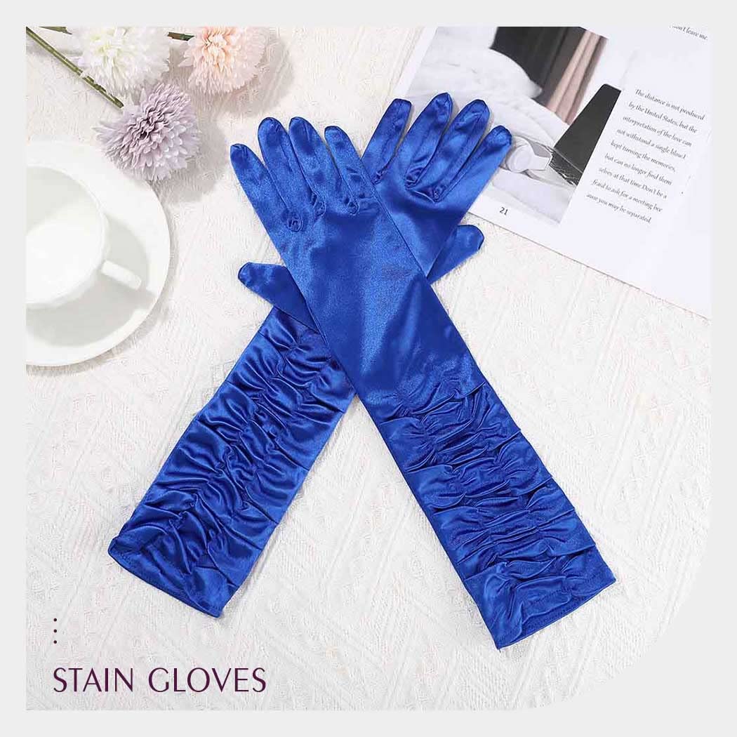 Long Elastic Stain Gloves - Fashionable Colored Arm Sleeves for Women & Girls | Costume Accessories for Parties, Cosplay & Evening Events (Blue)
