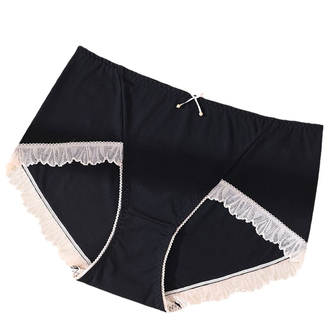 Women's Silk Panties with Cotton Crotch - Sexy Lace Briefs High Waist Underwear with Adorable Bow | Perfect for Valentine's Gift, Romantic Nights & Special Occasions