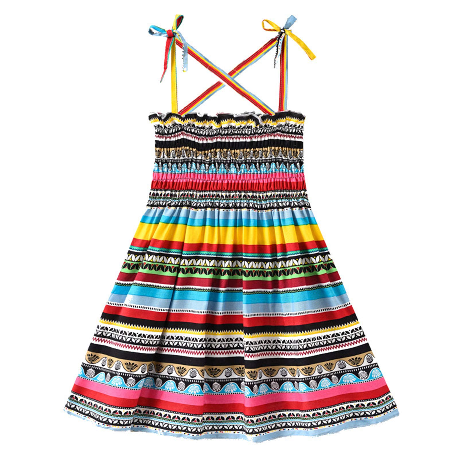 Boho Floral Strappy Dress for Toddler Girls - Summer Casual Princess Sundress with Tutu Skirt | Perfect for Beach, Party & Outdoor Play