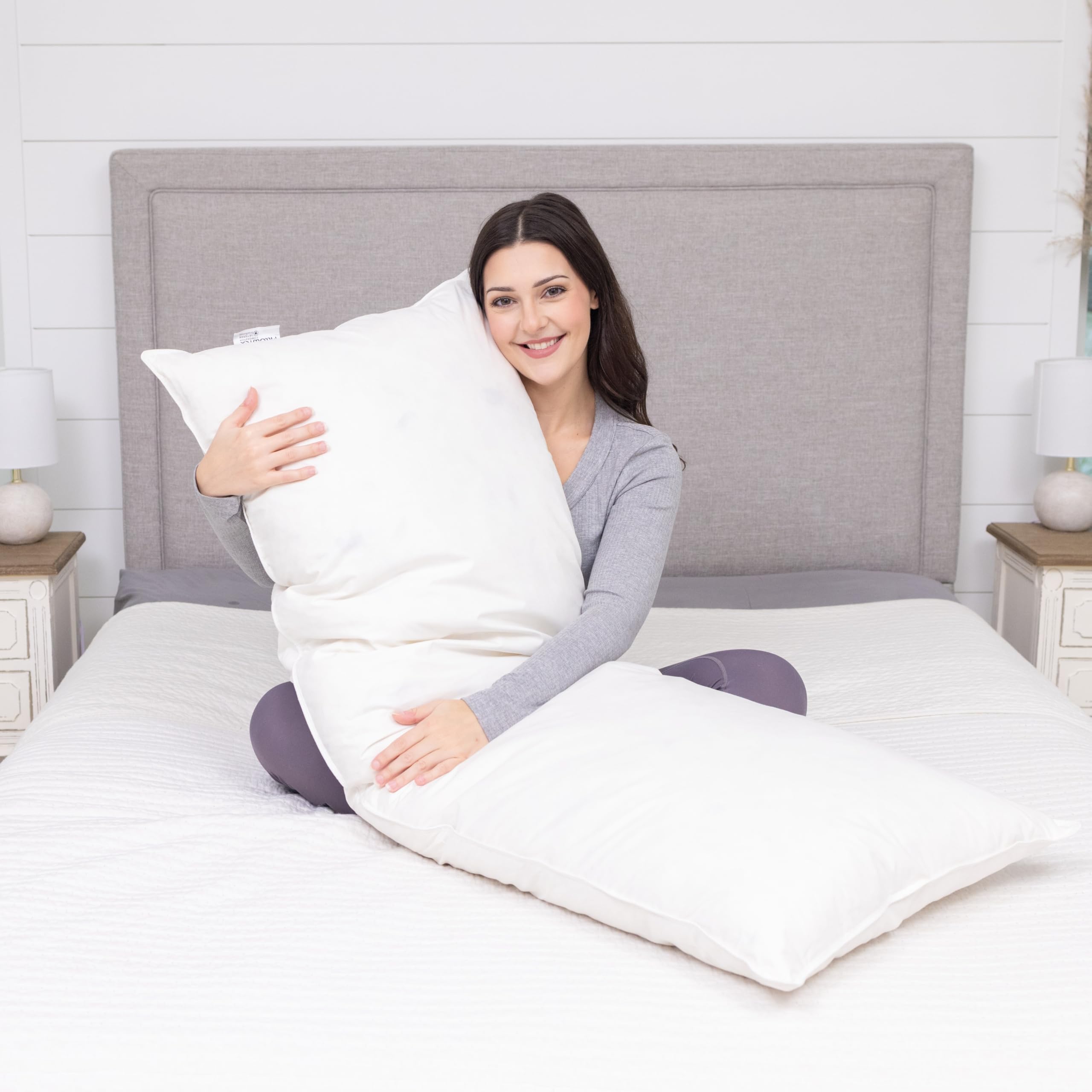 Premium White Goose Feather & Down Body Pillow - 20x72 Inches Ultra Soft Support for Sleeping, Lounging & Pregnancy Comfort - Perfect for Bed, Sofa & Travel Use
