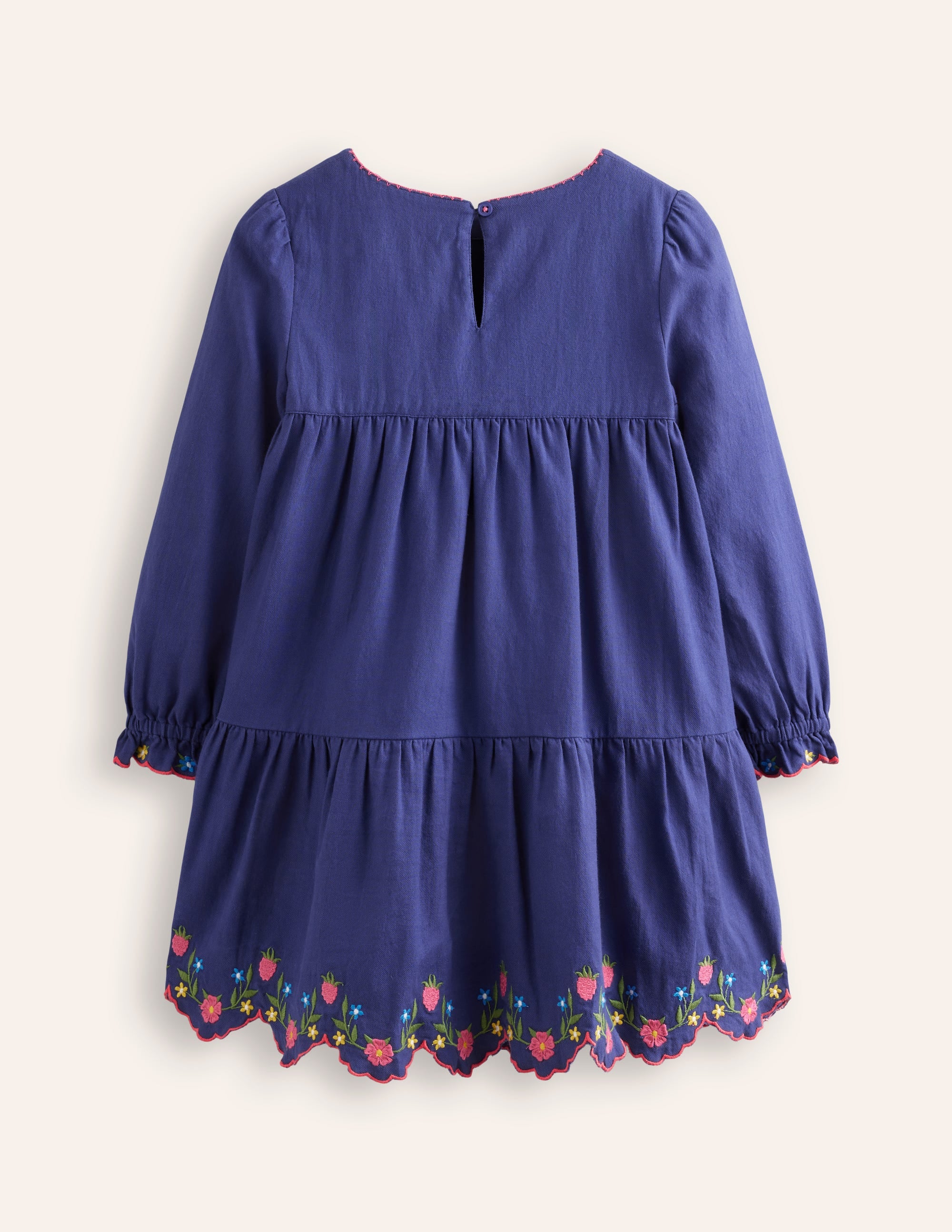 Betsy Tiered Twirly Dress - Navy Blue Embroidered Floral Summer Dress for Women | Perfect for Beach, Party & Casual Wear