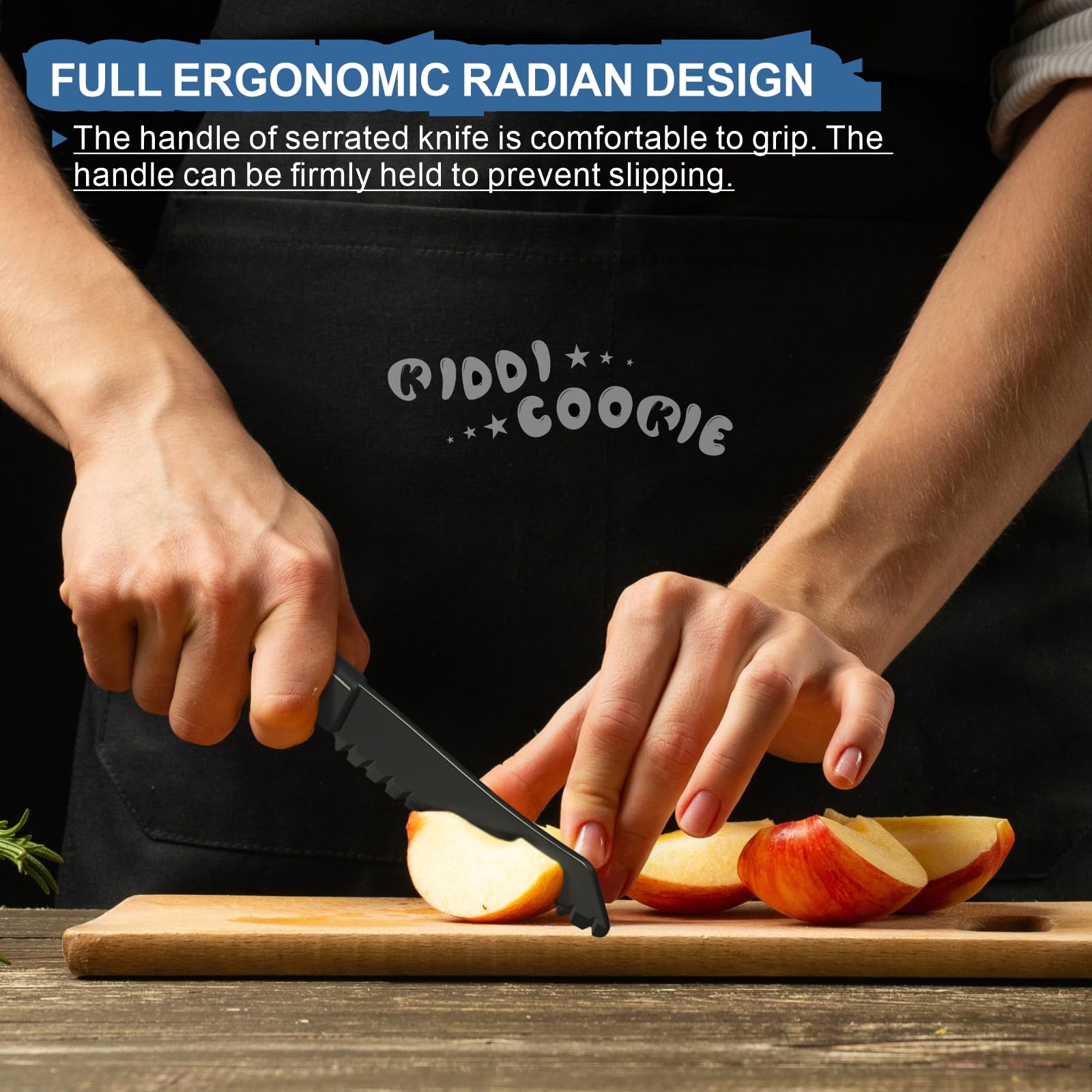 2-Pack Plastic Knives for Nonstick Pans - Serrated Lettuce Knives for Cutting Fruits, Vegetables & Bread - BPA-Free Kitchen Tools for Salad Prep & Baking (Black & Grey) - Perfect for Picnics, Camping & Everyday Cooking