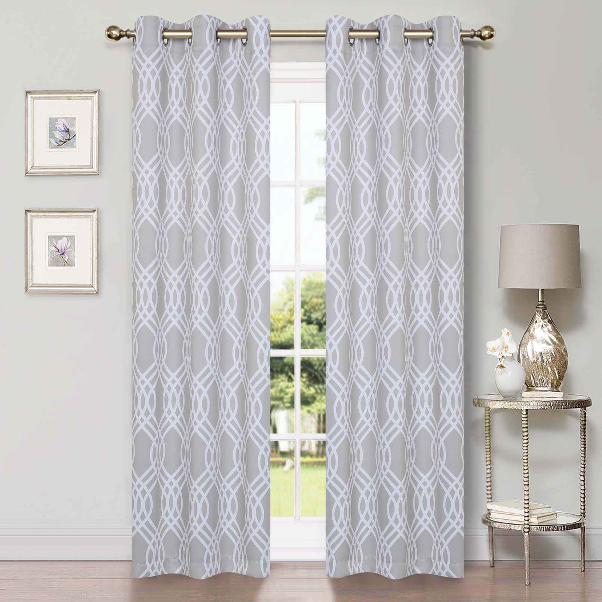 Washable Blackout Curtains with Ribbon Trellis Design - Room Darkening Window Treatment for Bedroom & Living Room - Thermal Insulated Drapes for Better Sleep and Energy Efficiency