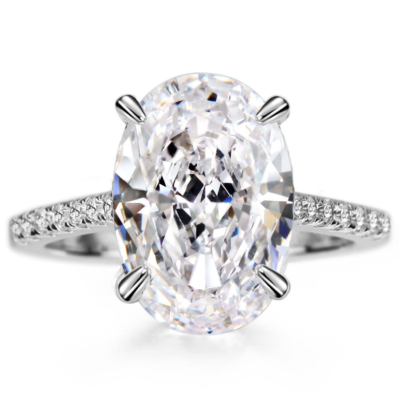 4.0ct Oval Cut Simulated Diamond Engagement Ring for Women - 925 Sterling Silver Wedding Promise Ring - Perfect for Proposals, Anniversaries & Special Occasions