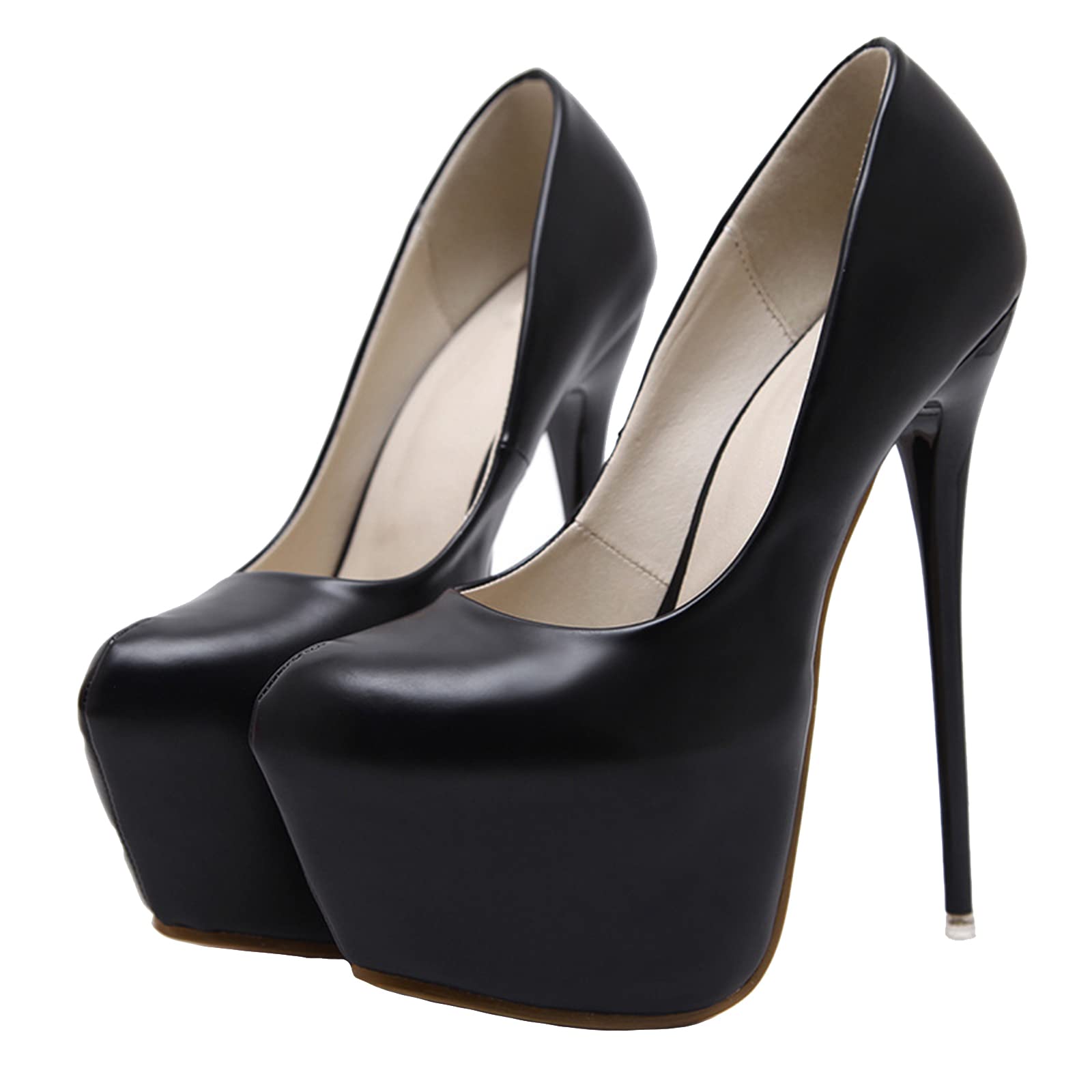 Elegant Women's Stiletto High Heel Pumps - 6.5 Inch Round Toe Slip On Court Shoes for Wedding, Party & Pole Dancing - Black Size 10 | Perfect for Evening Events, Date Nights & Special Occasions