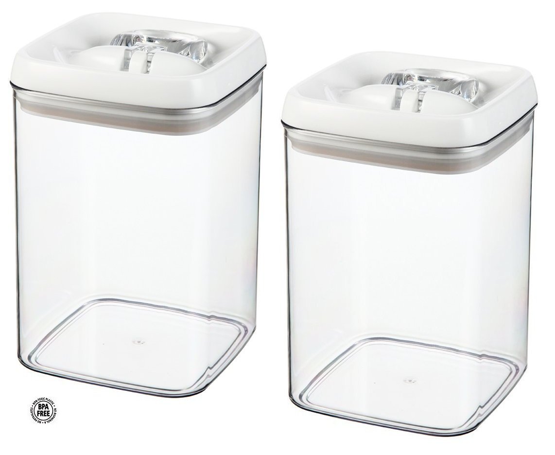 (2 Pack) Felli Flip Tite Airtight Acrylic Food Storage Containers - 115 oz Clear Rectangular Canisters for Flour, Sugar, Cereal & Pantry Organization - Kitchen & Office Storage Solution