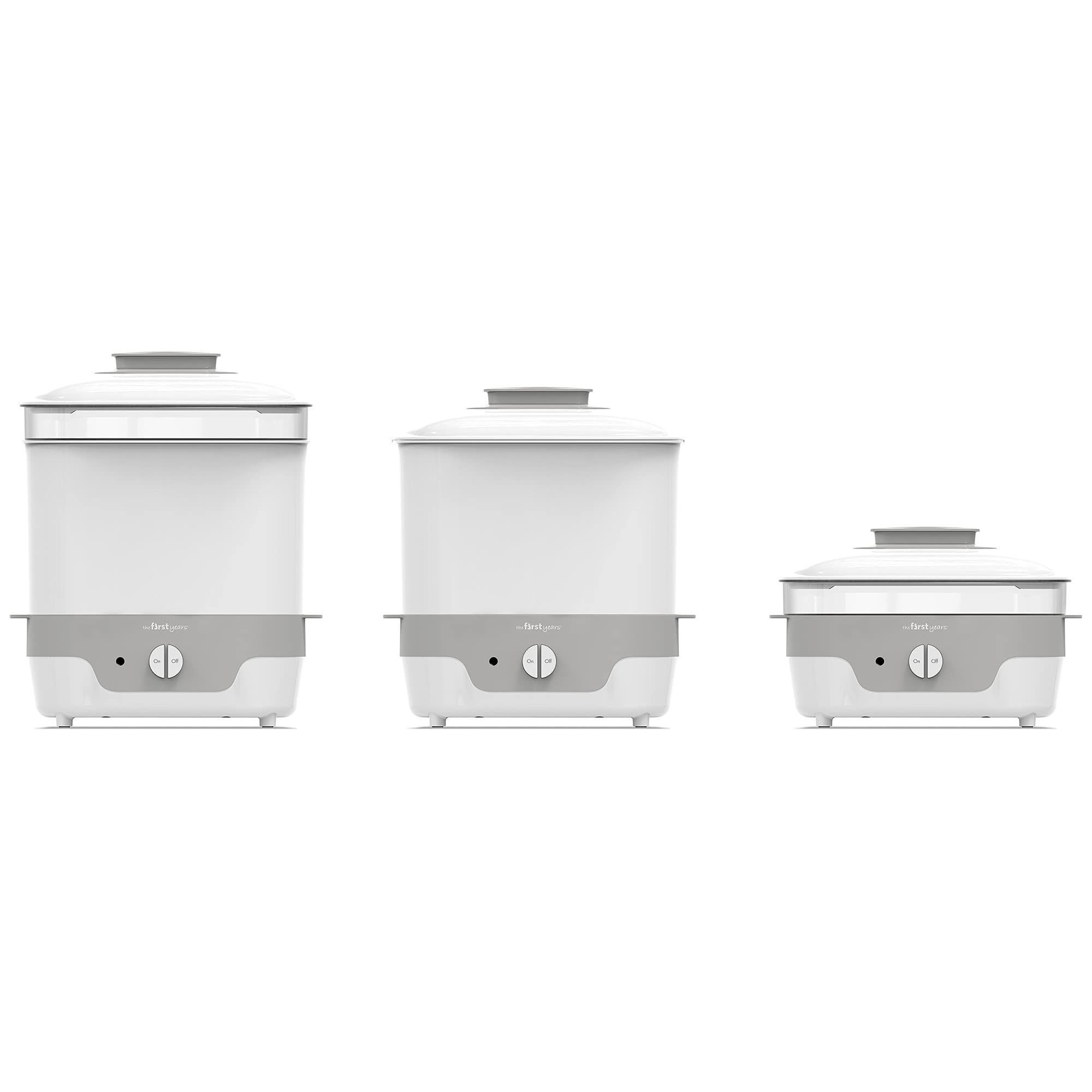 The First Years Modular Baby Bottle Sterilizer - Countertop Steam Sterilizer for Baby Bottles, Pacifiers & Breast Pump Parts - BPA-Free Baby Feeding Essentials - Perfect for Home, Travel & Daycare Use