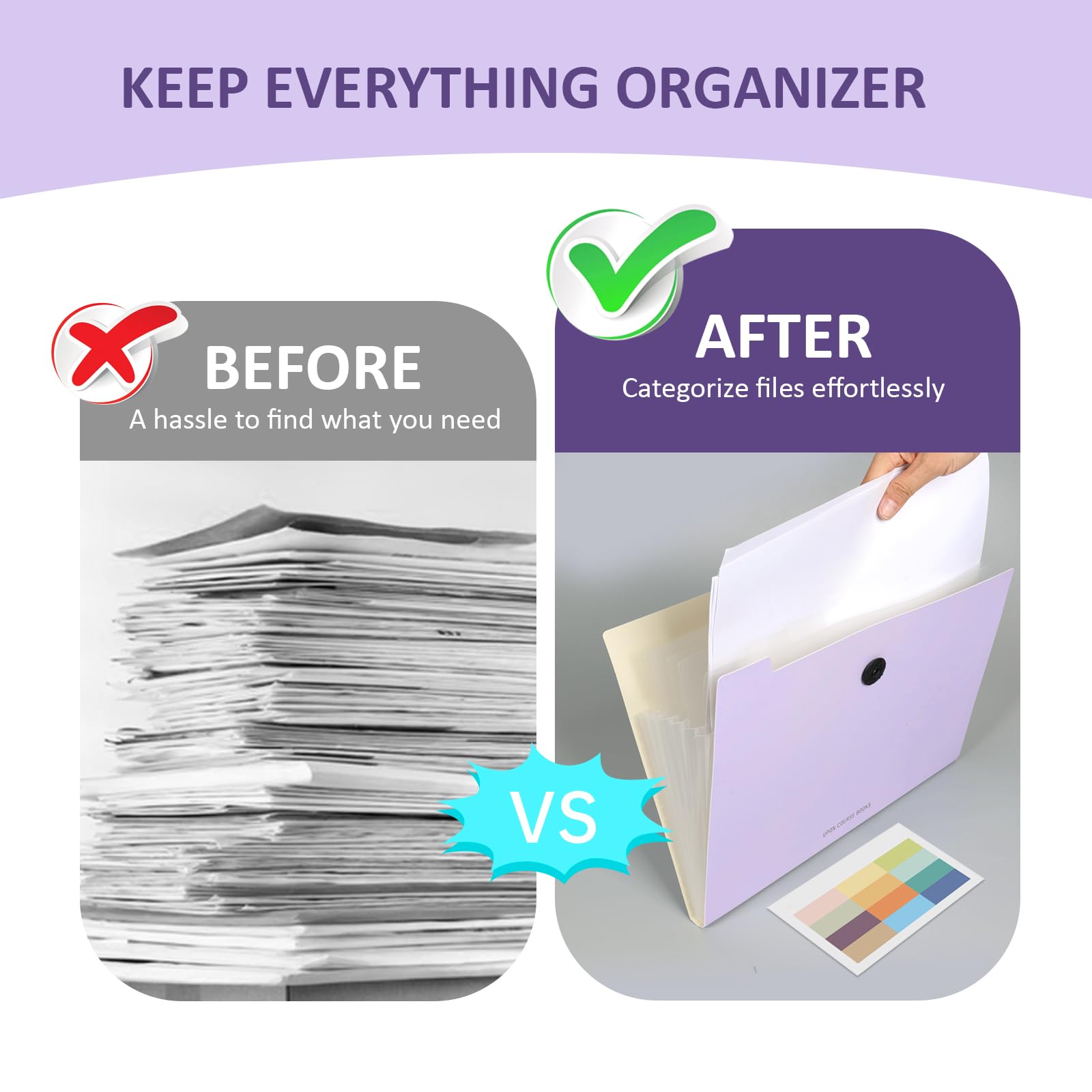 Tuhangcc 8-Pocket Expanding File Folder - Accordion Document Organizer with Labels for Letter & A4 Size Papers - Heavy Duty Receipt Bill Organizer for Home, School, Office Supplies (Sky Blue) - Perfect for Tax Documents, School Projects & Office Filing