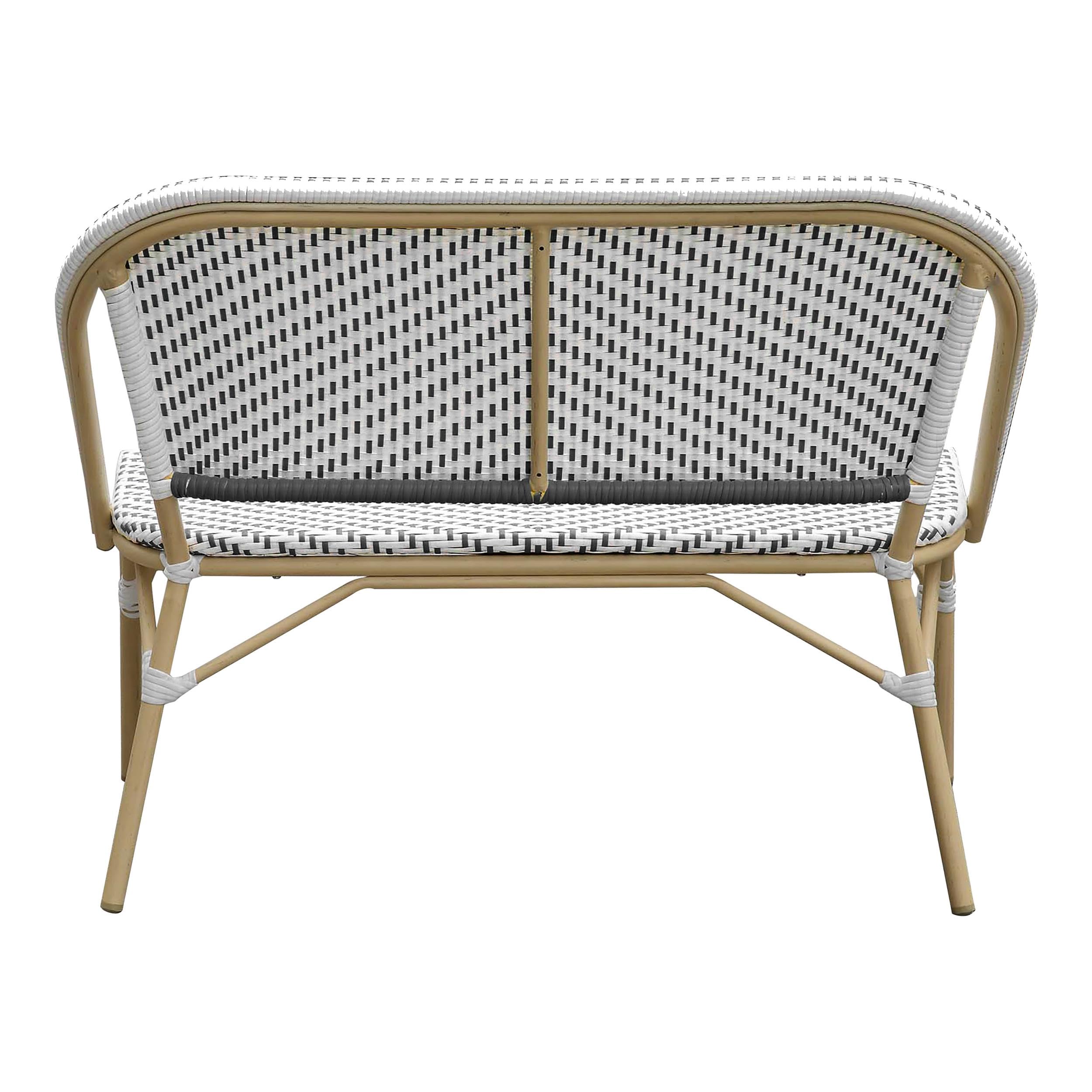 Devey Modern Aluminum Patio Loveseat Bench in Black - Outdoor Furniture for Garden, Poolside & Patio - Weather-Resistant Loveseat by Furniture of America