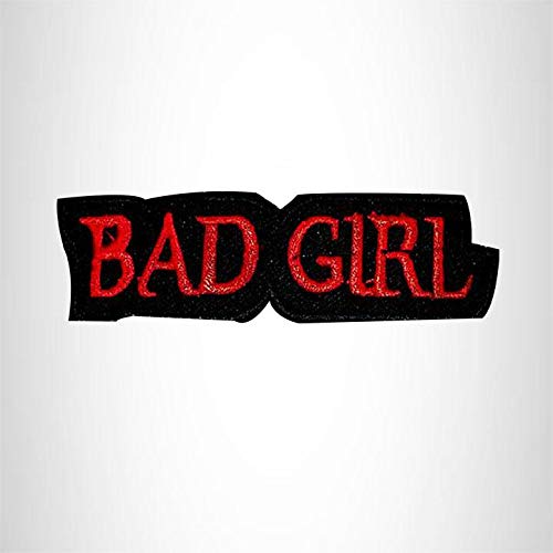 Bad Woman Red on Black Iron-On Patch - Small Embroidered Patch for Biker Vest, Jacket, Denim & Backpacks - Perfect for Motorcycle Gear, DIY Clothing & Accessories Customization