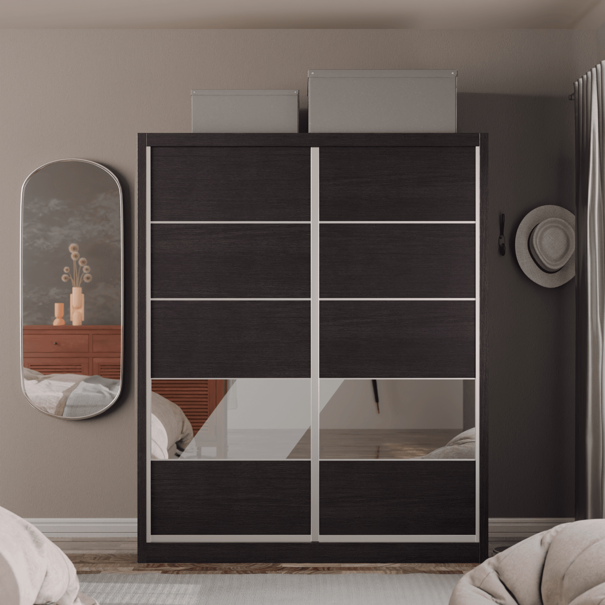 Modolva Modular Wardrobe W02 - Customizable Closet Organizer System with Adjustable Shelves & Hanging Rods for Bedroom, Walk-in Closet & Dorm Room Organization