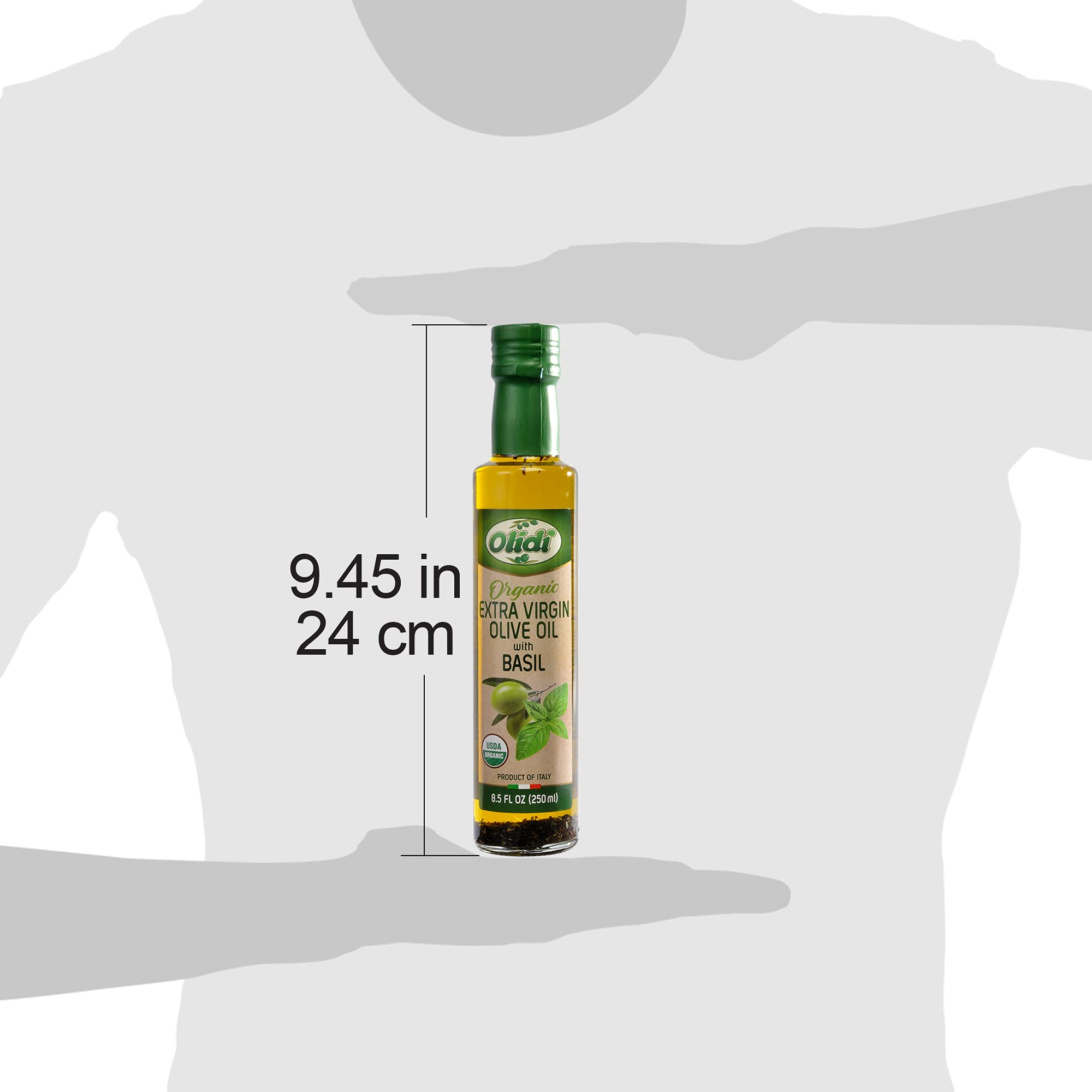 Premium Cold-Pressed Extra Virgin Olive Oil Infused with Basil - 8.5 oz (Pack of 6) | 100% Natural Italian EVOO | Heart-Healthy Cooking Oil for Salad Dressing, Pasta, Garlic Bread, Meats & Pan Frying | Ideal for Mediterranean Cuisine & Gourmet Recipes