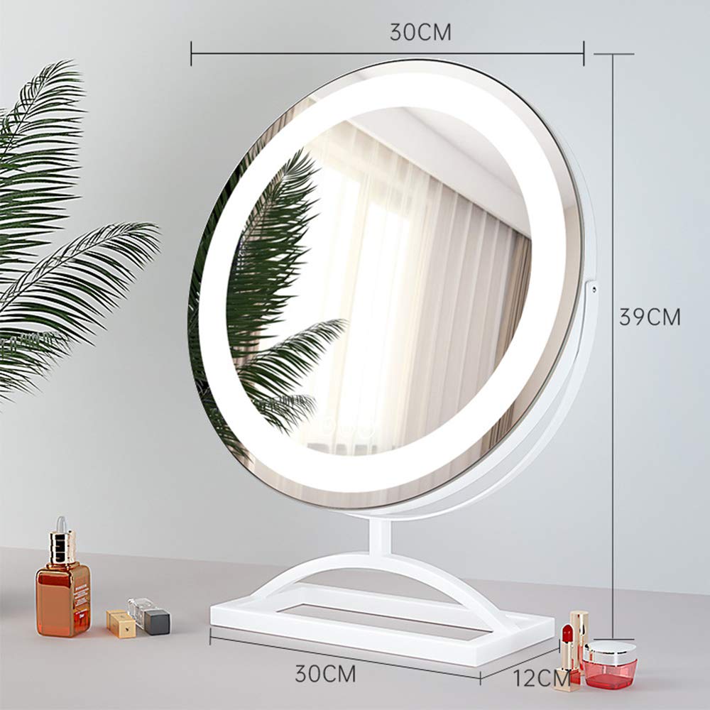 Modern LED Makeup Mirror with Light - Adjustable Desktop Vanity Mirror with Charging Port, 10X Magnification (Gold, White, Black, Rose Gold) 30x39cm, 40x49.2cm, 50x60cm - Perfect for Home Beauty Routine, Professional Makeup Application & Dressing Table Decor
