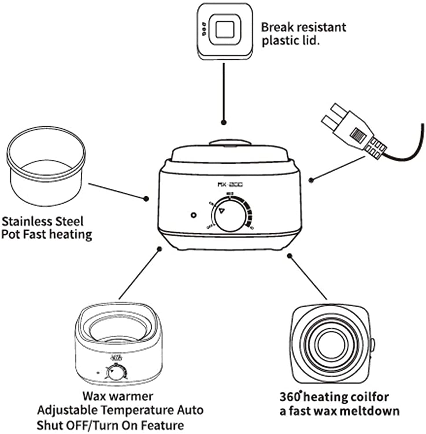Professional Wax Warmer for Hair Removal - Full Body, Legs, Face & Bikini Waxing Kit with Wax Pot for Women & Men | Paraffin Wax Machine for Smooth Skin at Home Salon & Spa