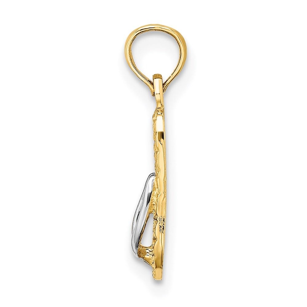 14K Gold Rhodium Plated Flip Flop Charm - Hawaiian Sandal Jewelry Pendant (18.15mm x 5.3mm) for Necklace, Bracelet & DIY Jewelry Making - Perfect for Summer, Beach & Vacation Accessories