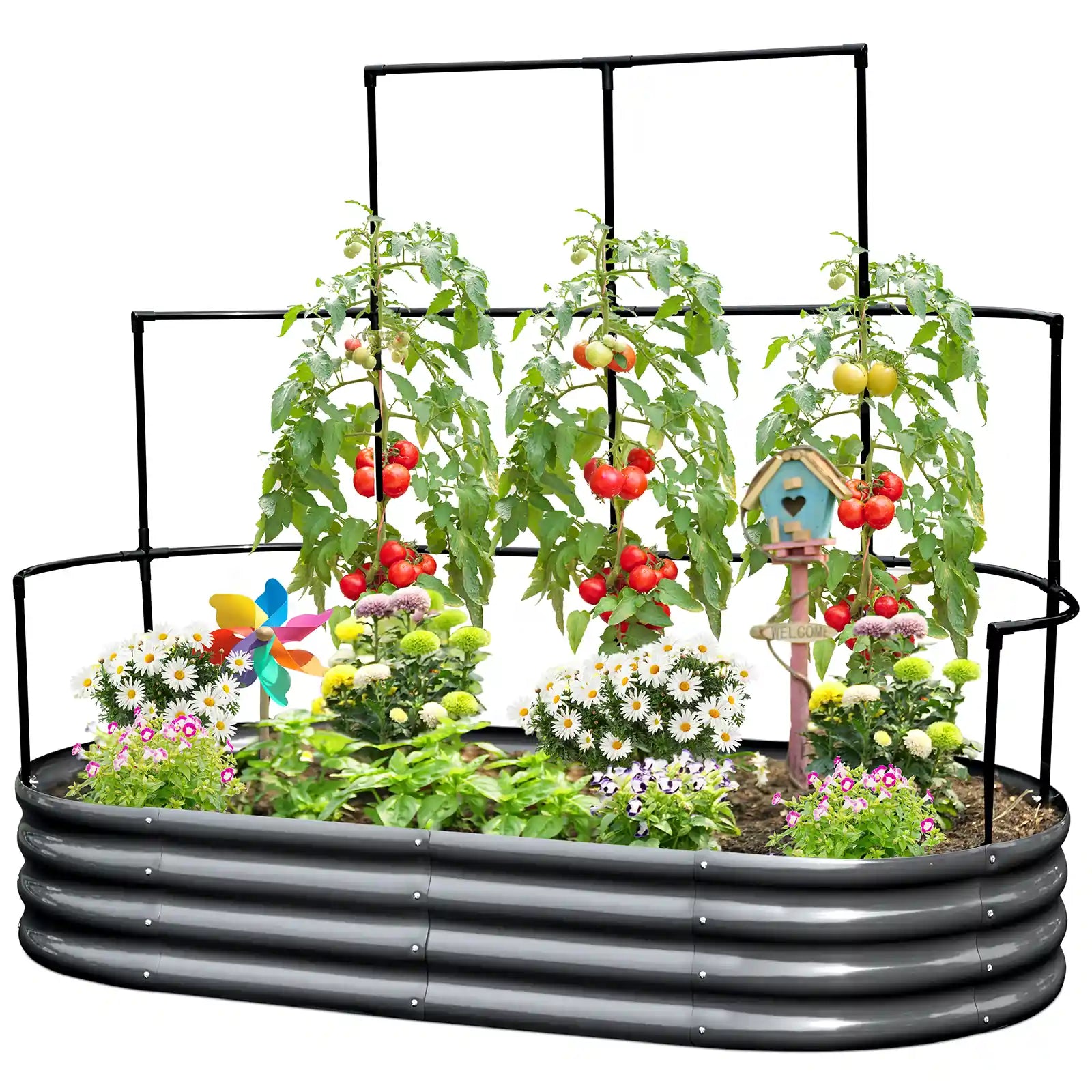 Elevated Raised Garden Bed with Wall Trellis - Perfect for Small Spaces, Urban Gardening & Vertical Planting - Ideal for Vegetables, Flowers & Herbs in Backyards, Patios & Balconies