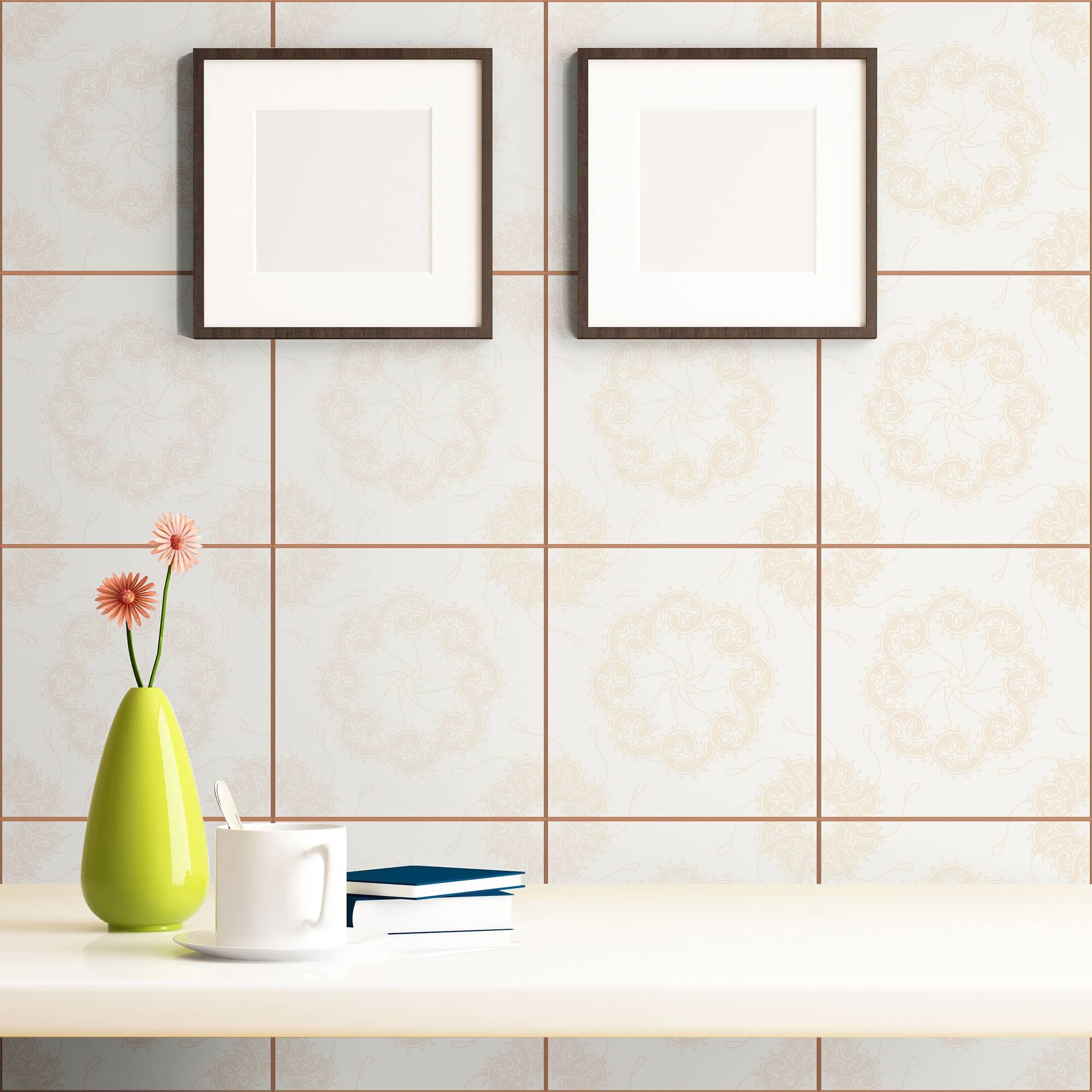 Champagne Medallion Tile Adhesive Peel and Stick Removable Wallpaper - Self-Adhesive Decorative Wall Covering for Kitchen, Bathroom & Home Decor