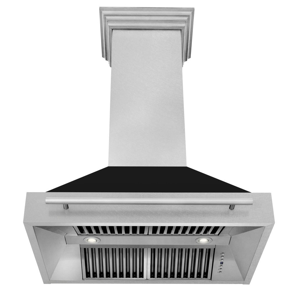 ZLINE 36 Inch Stainless Steel Wall Mount Range Hood with Satin Finish & Stainless Steel Handle (8654SNX 36) - Powerful Kitchen Ventilation for Gas Stoves & Cooking Areas
