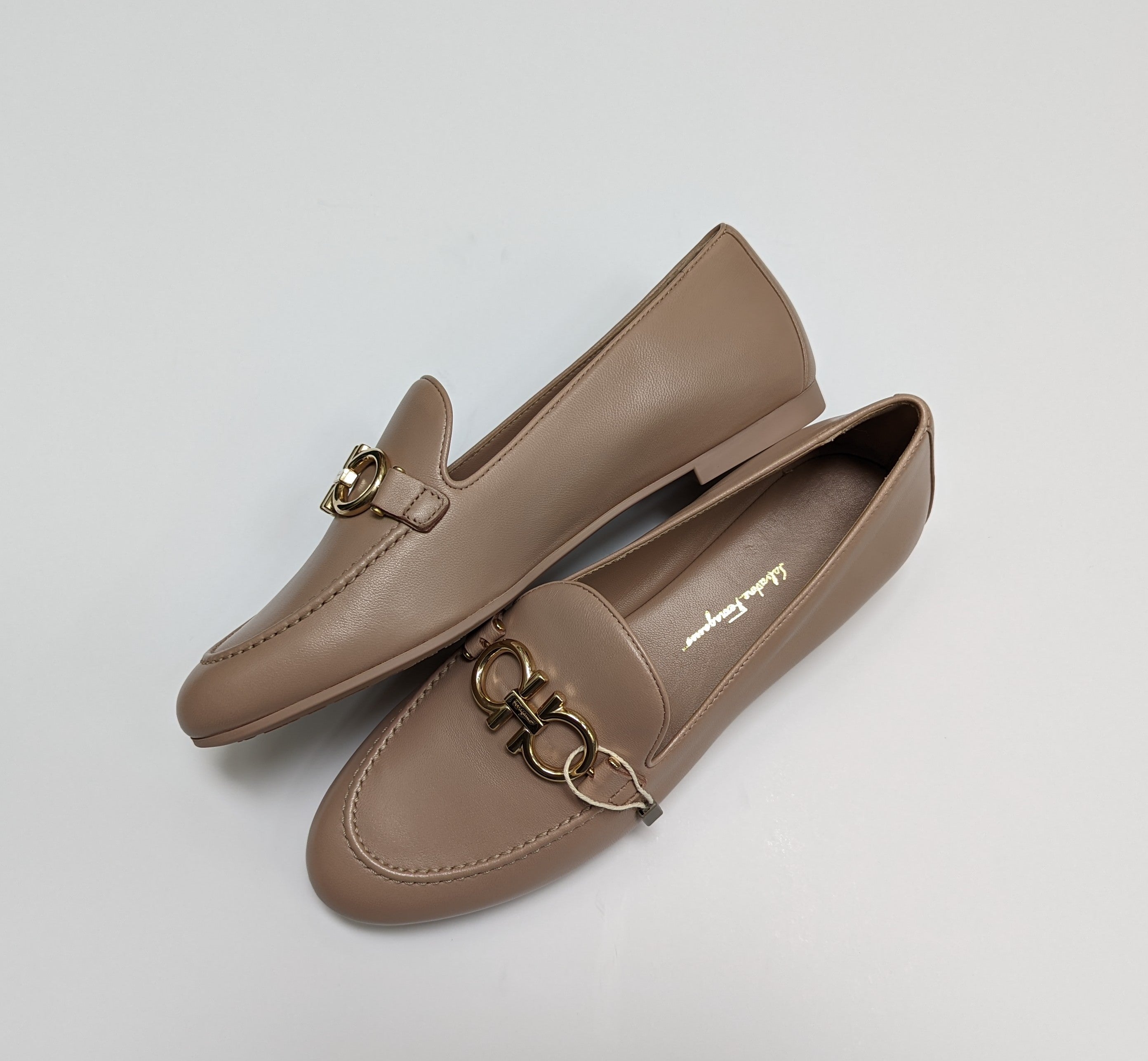 Ferragamo Trifoglio Stone Leather Loafers for Women - Comfortable Slip-On Flats for Work, Travel & Casual Outfits