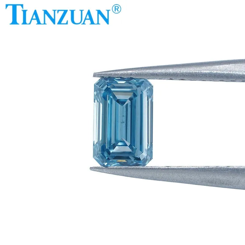 1.01CT SI1 Lab Grown CVD Emerald Cut Fancy Intense Blue Diamond - GEMID Certified Loose Gemstone for Engagement Rings & Fine Jewelry Making