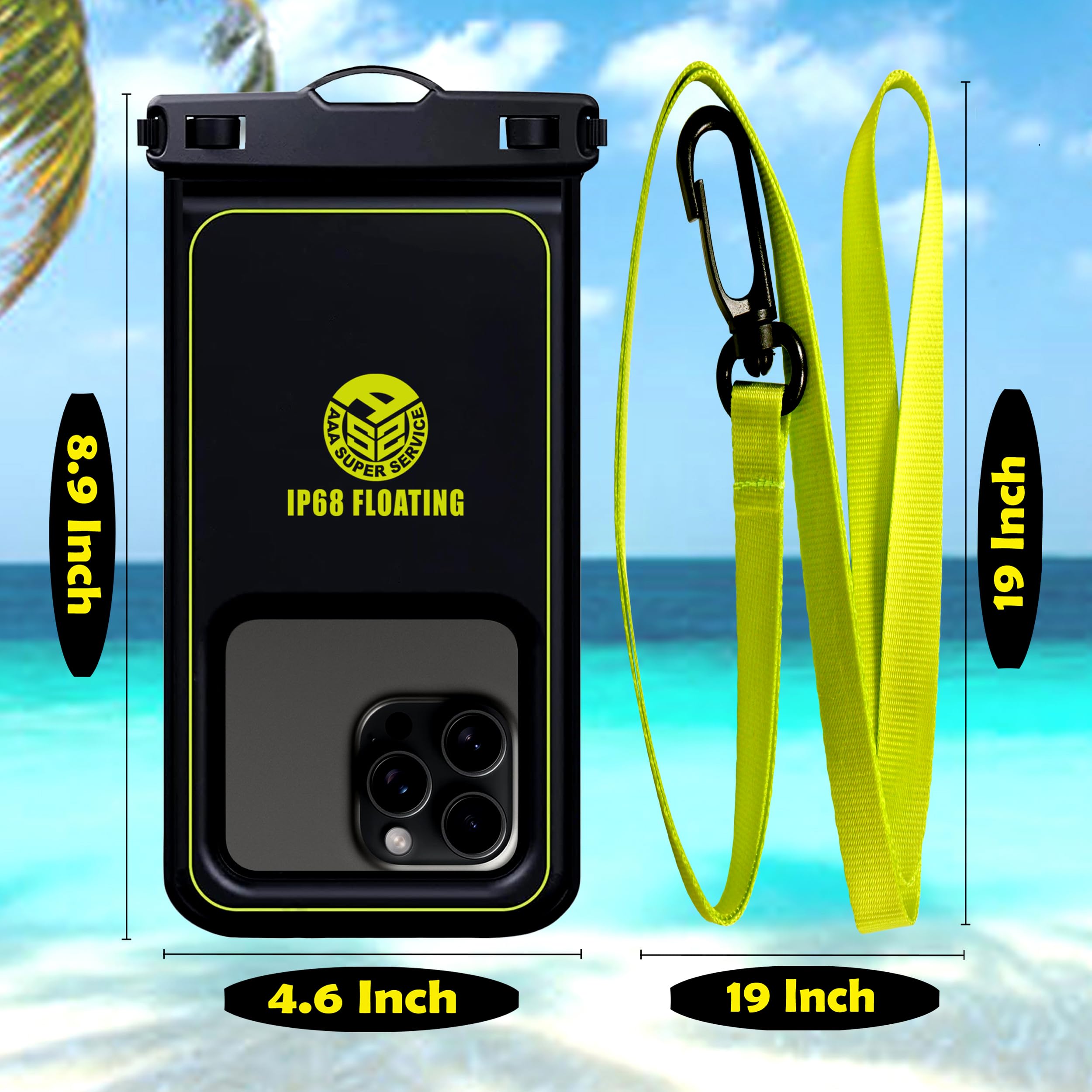 Large IP68 Waterproof Phone Pouch - Floating Dry Bag Case for iPhone & Android (1 Pack) with Detachable Lanyard - Perfect for Swimming, Boating, Beach & Water Sports