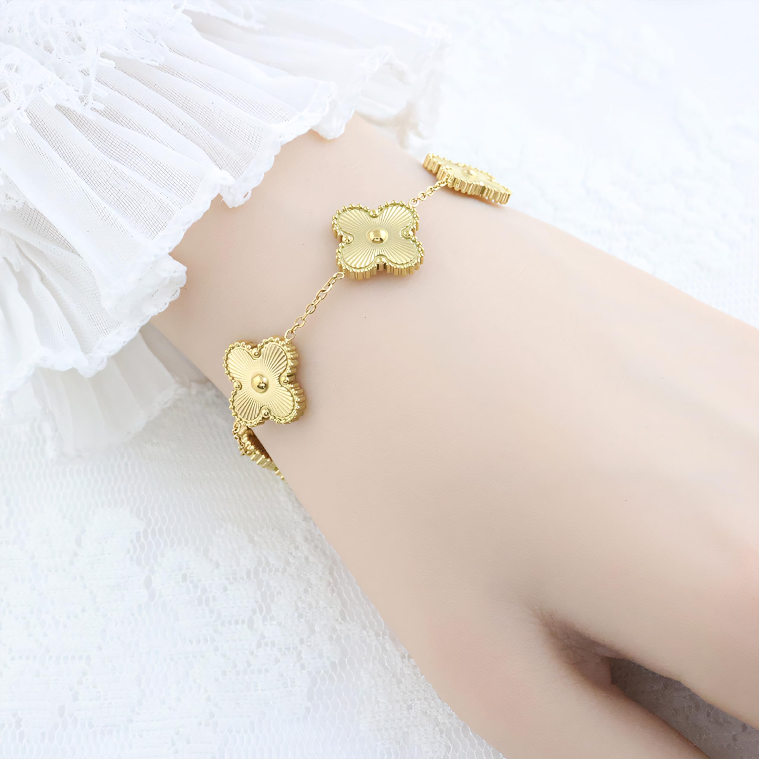 18K Gold Plated Adjustable Link Bracelet for Women - Double Sided Fashion Jewelry Gift for Birthday, Anniversary & Valentine's Day | Perfect for Daily Wear, Parties & Special Occasions