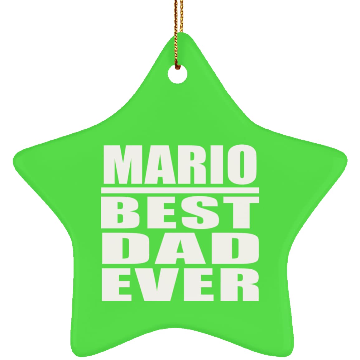 Best Dad Ever Christmas Tree Decoration - Super Mario Star Ornament Green - Unique Gift for Birthday, Anniversary, Valentine's Day, Mother's Day, Father's Day - Perfect for Men, Women, Him, Her, Friends, Mom, Dad & Wife - Great for Holiday Decorations & Gift Exchanges