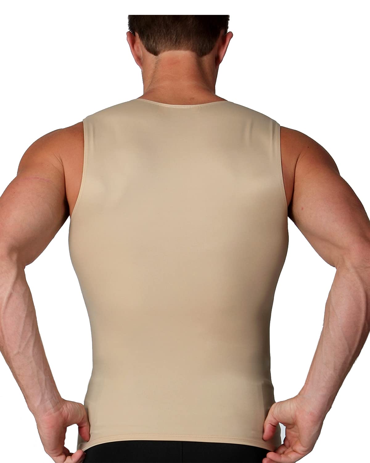 Insta Slim Men's Compression Shapewear - USA Made Sleeveless Crew-Neck Slimming Shirt with Tummy Control for Workout, Gym & Everyday Wear