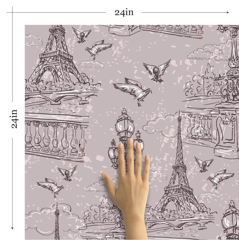 Grey Travel Themed Peel and Stick Removable Wallpaper - Self-Adhesive Decorative Wall Covering for Home, Office & Nursery - Easy to Install & Remove - 8500 (Perfect for Bedroom Accent Walls, DIY Home Decor & Rental Apartments)