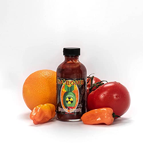 Da Bomb Beyond Insanity Hot Sauce 4oz - Extreme Heat Habanero & Chipotle Pepper Sauce | Gluten Free, Keto Friendly, Sugar Free | Made in USA | Perfect for Wings, Tacos, Chili & Spicy Food Challenges