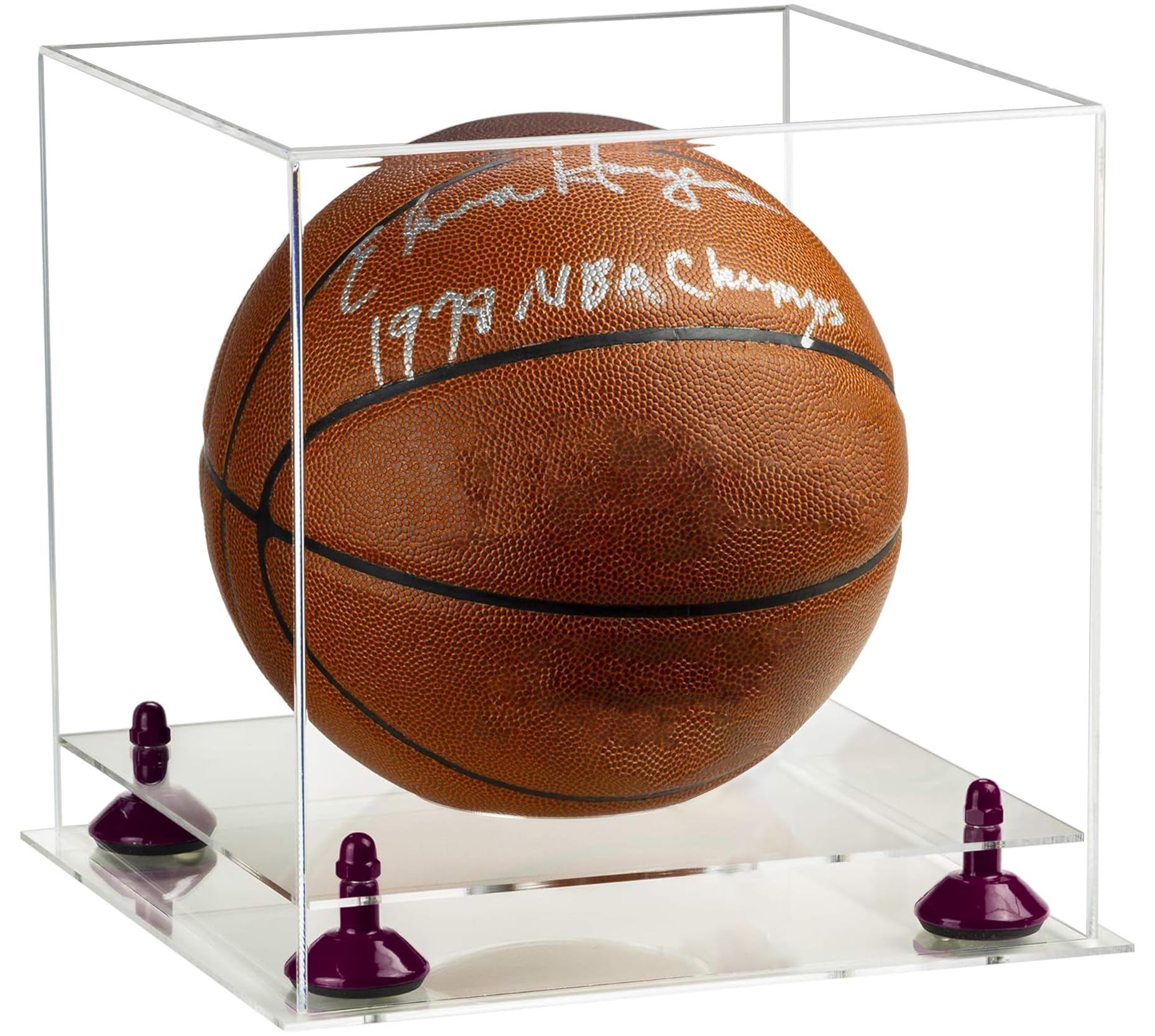 Premium Acrylic Full-Size Basketball Display Case with Adjustable Risers - Perfect for Showcasing Autographed Basketballs, Sports Memorabilia & Trophy Collections in Home, Office or Man Cave
