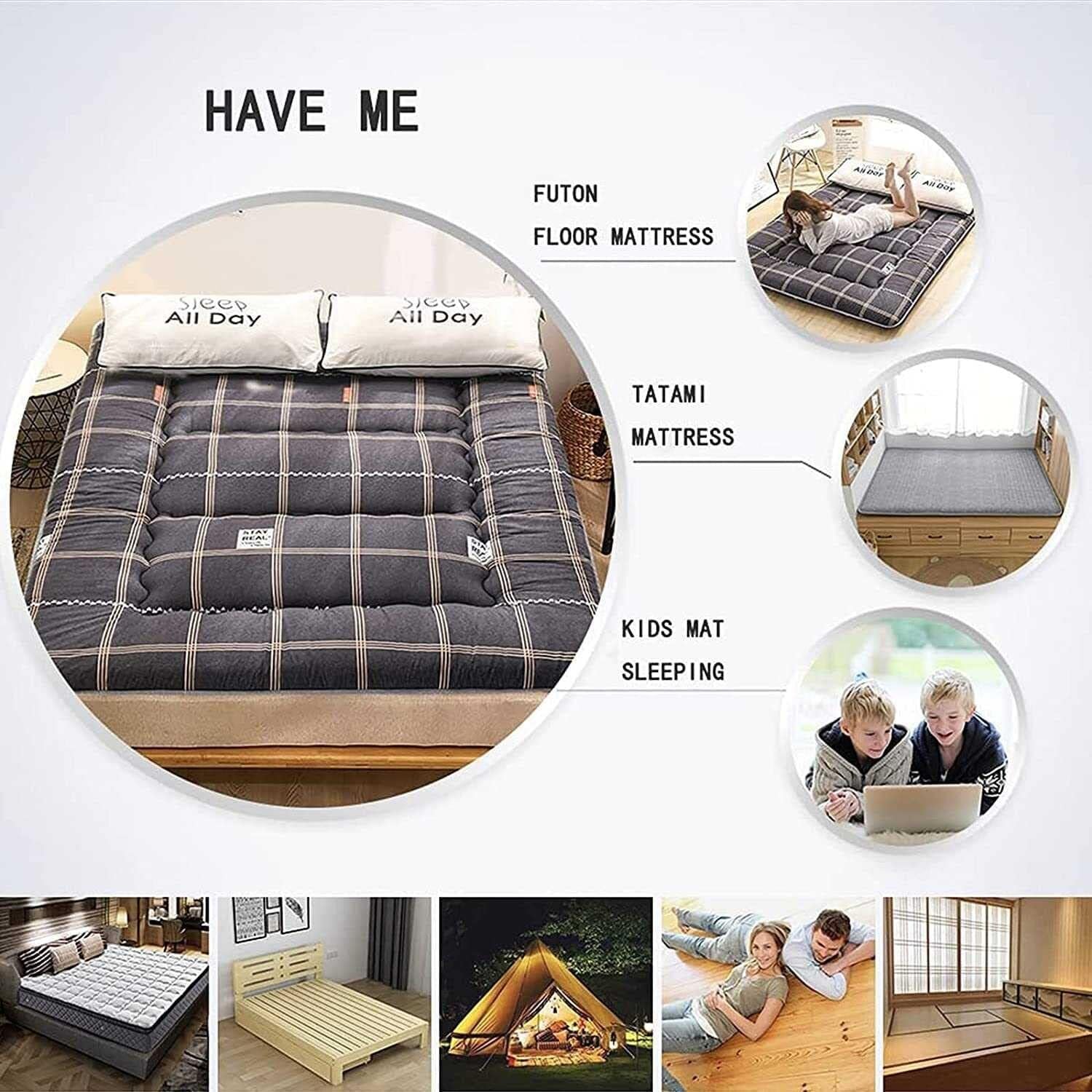 Japanese Floor Mattress Futon - Foldable Thickened Tatami Mat for Camping, Travel & Home Use - Portable Sleeping Mat for Adults & Kids (120x200cm) - Perfect for Guest Beds, Camping Trips & Kids' Rooms