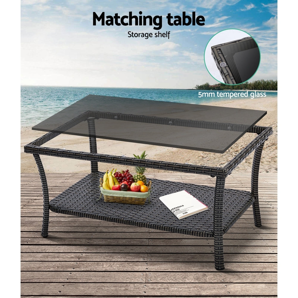 4-Piece Outdoor Wicker Sofa Set with Harp Chairs and Table - Grey Patio Garden Furniture for Backyard, Poolside & Terrace Relaxation