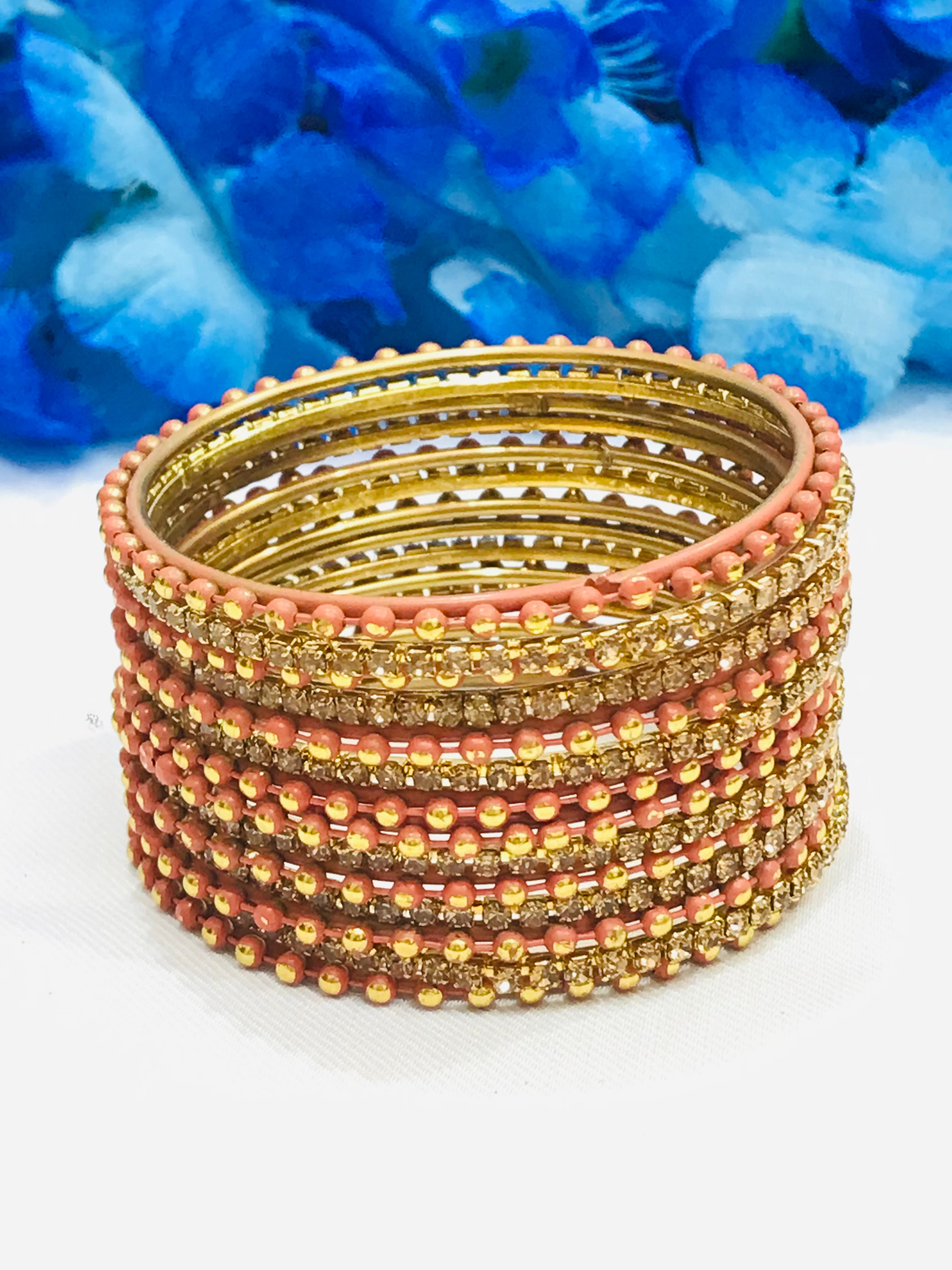 Stylish Orange Metal Bangles Set for Women & Girls - Fashion Jewelry for Parties, Weddings & Everyday Wear