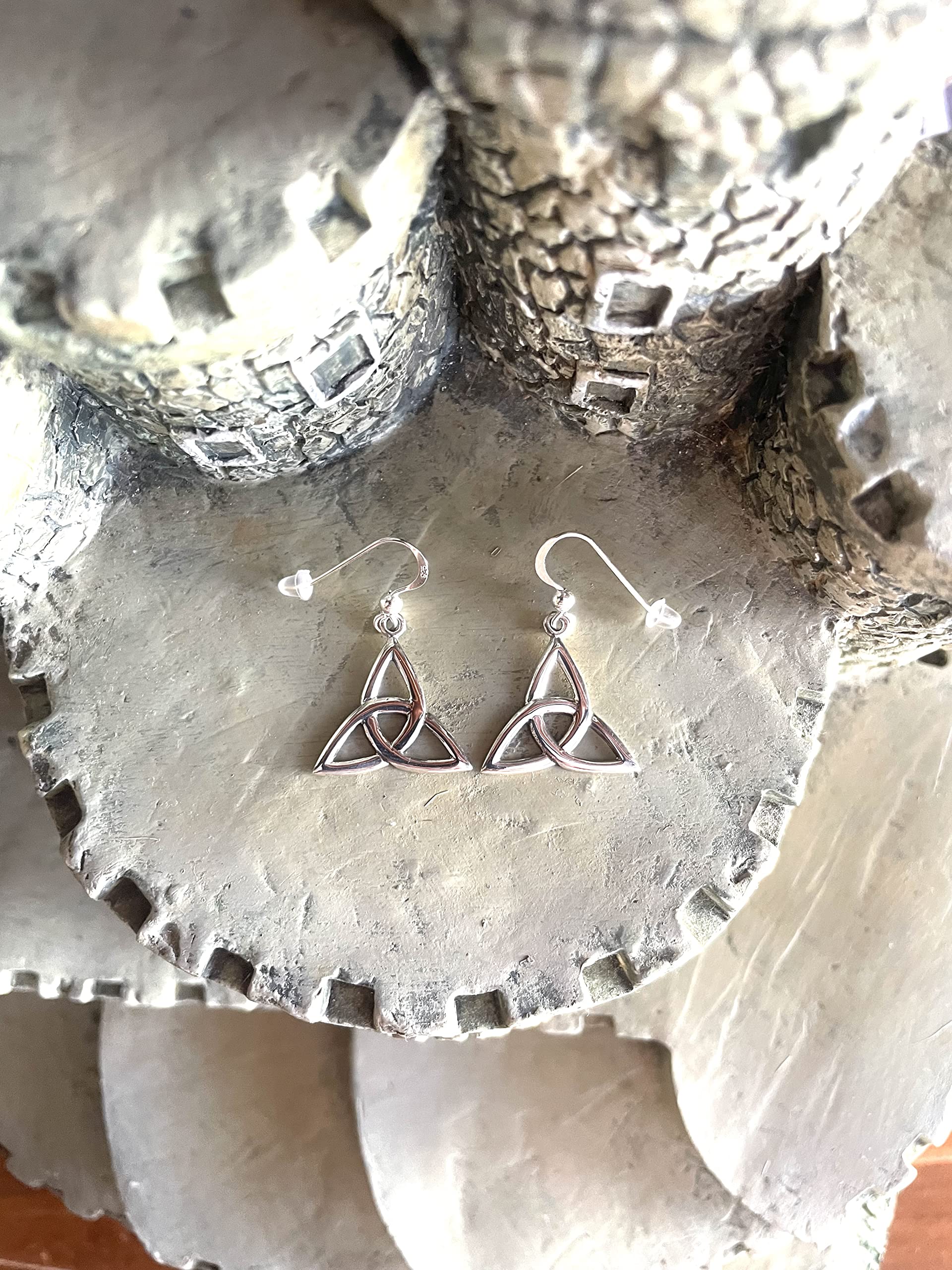 Celtic Trinity Triquetra Knot Sterling Silver Dangle Earrings for Women - Elegant Irish Symbol Jewelry for Everyday Wear, Gift Giving & Special Occasions