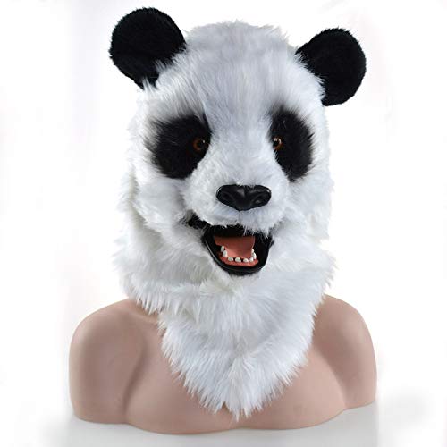 SHENGUS Halloween Panda Mask with Moving Mouth - Anime Animal Fursuit Costume for Cosplay, Carnival & Parties (White) - Perfect for Halloween Events, Cosplay Conventions & Themed Parties