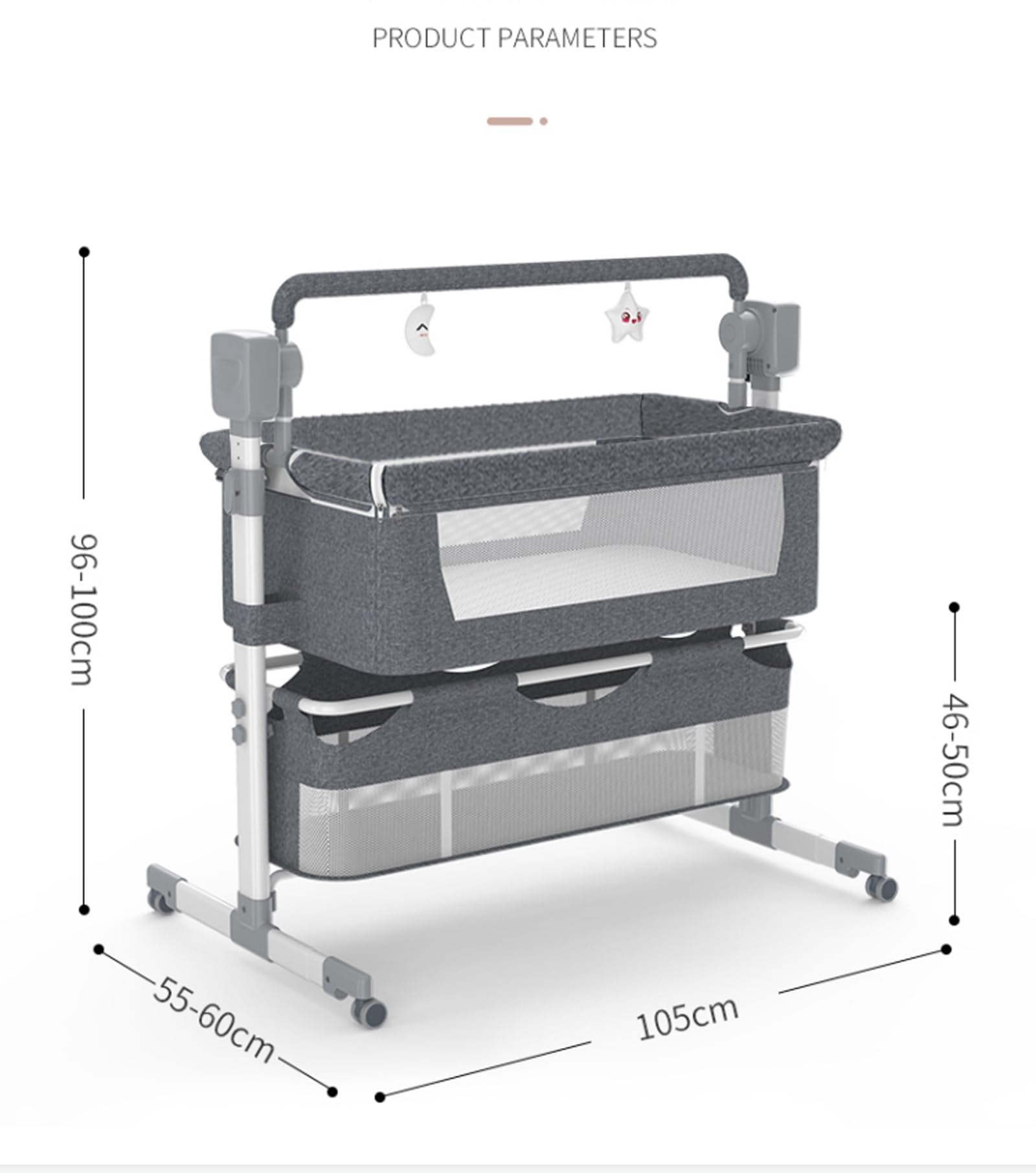 Electric Bassinet for Co-Sleeping - Convertible Baby Bedside Crib with Bluetooth 5, 5 Swaying Gears & Remote Control | Foldable Infant Bedside Sleeper & Toddler Cradle | Safe Nursery Sleeping Solution for Newborns & Babies (601 Khaki) | Perfect for Bedroom, Nursery & Travel Use