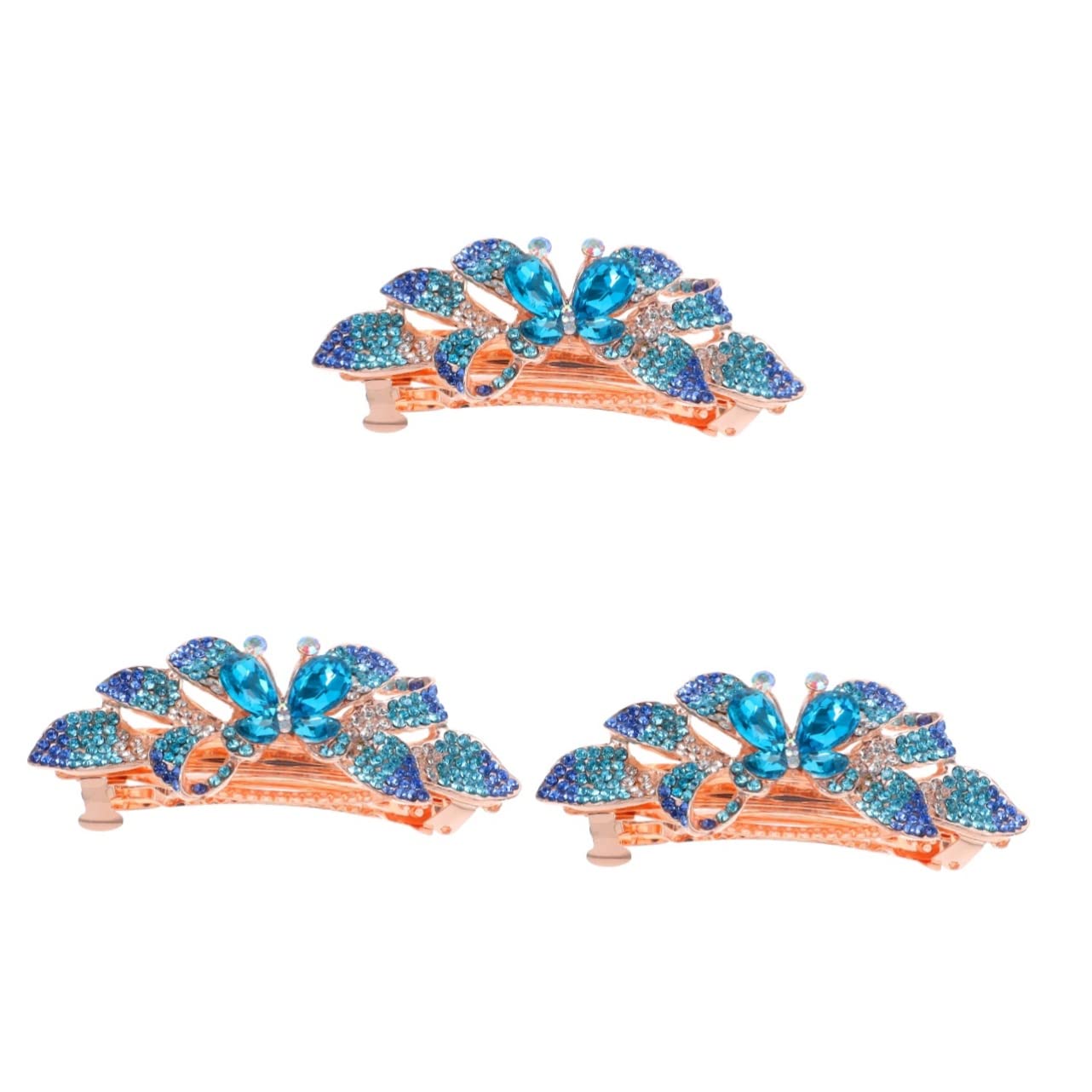 FRCOLOR 3pcs Rhinestone Wedding Hair Clips for Brides - Sparkling Floral Barrettes for Women with Thick Hair - Perfect for Weddings, Prom, Parties & Special Occasions