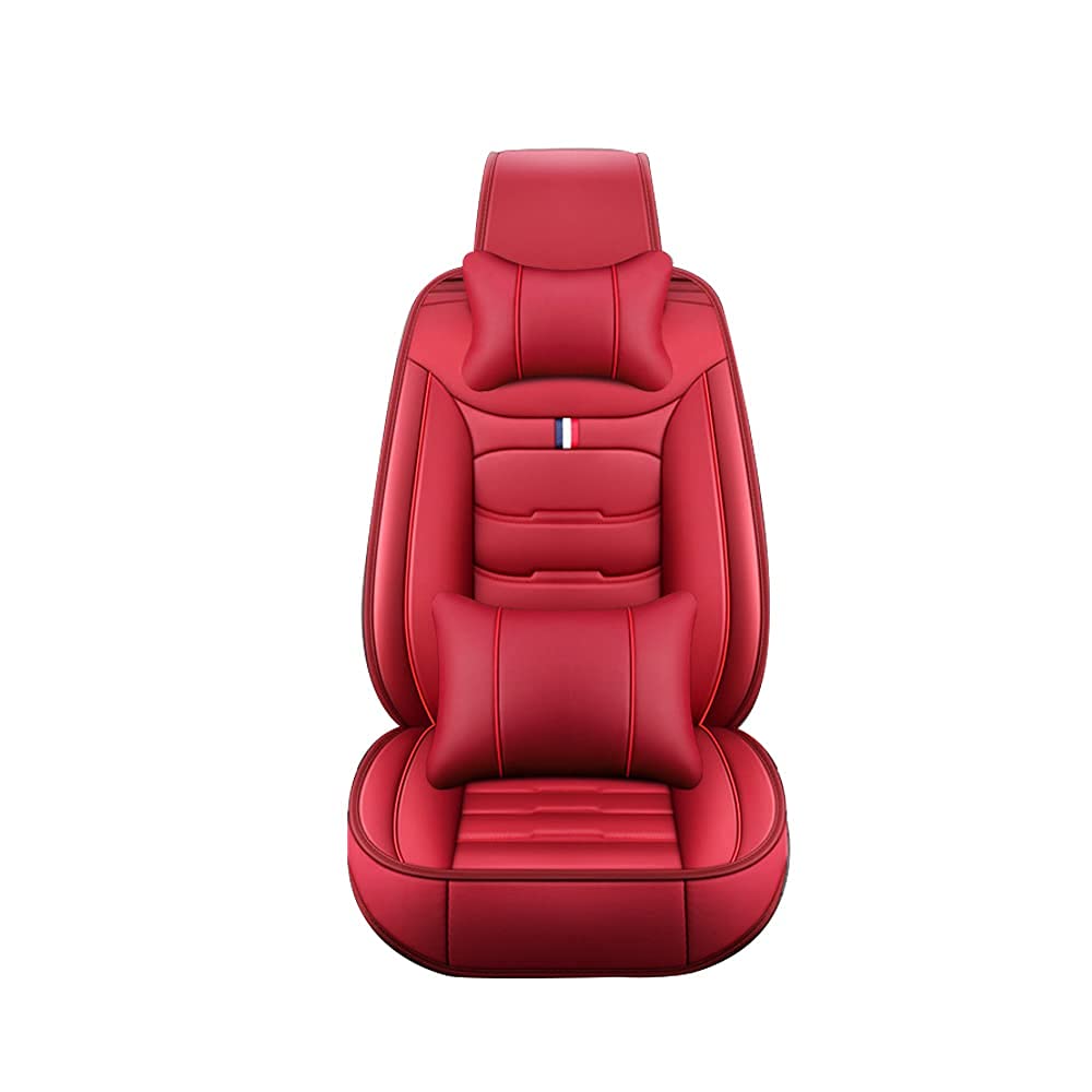 Premium Universal Car Seat Covers Full Set - 5 Seat PU Leather Cushion Protectors for Chevrolet Monte Carlo 2003-2012 | Comfortable & Durable | Red Color | Perfect for Road Trips, Daily Commute & Car Interior Protection