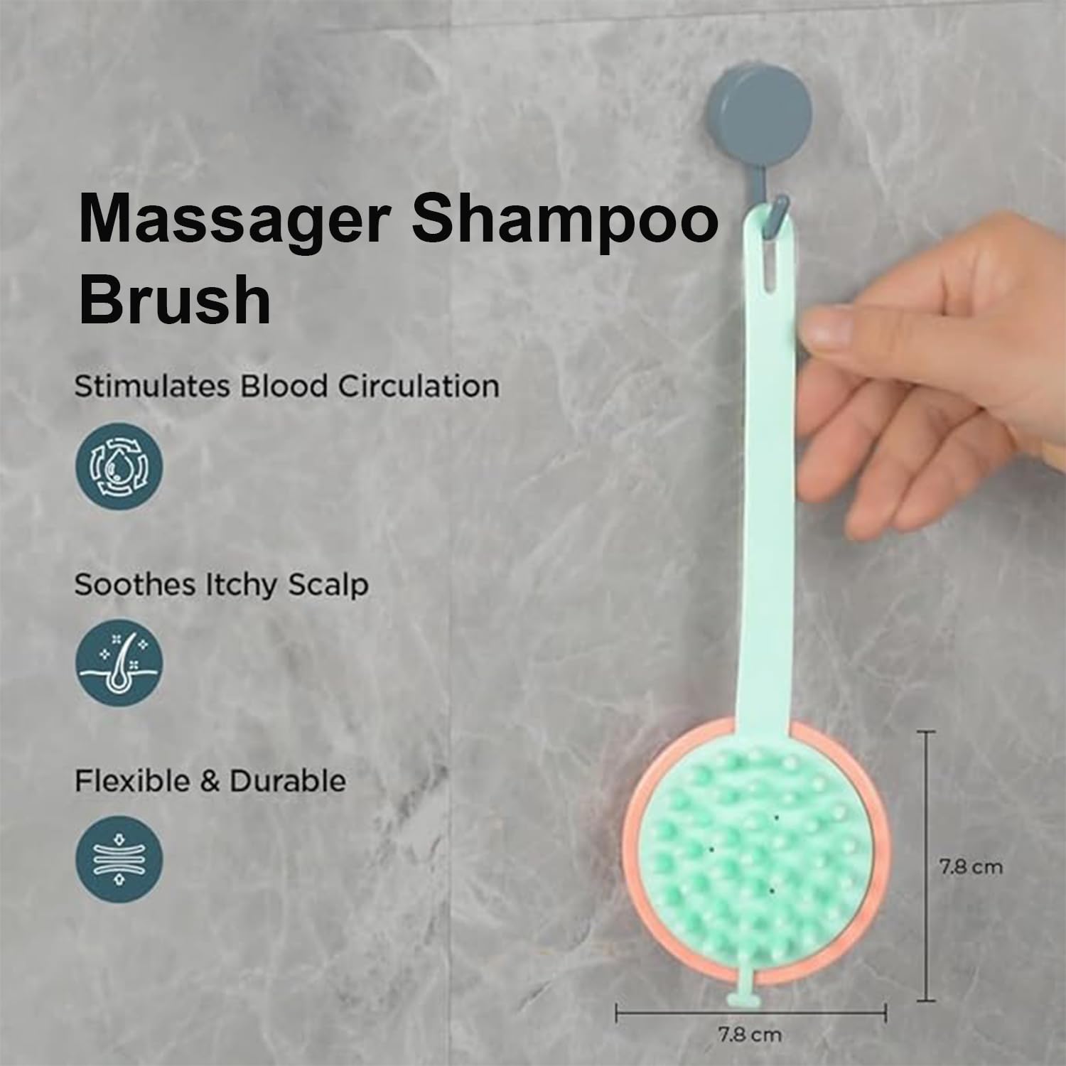 Kuber Industries Hair Massager Shampoo Brush with Soft Silicone Bristles - Scalp Massager for Hair Washing, Dandruff Relief & Relaxation | Perfect for Shower, Salon & Home Spa (White & Blue)