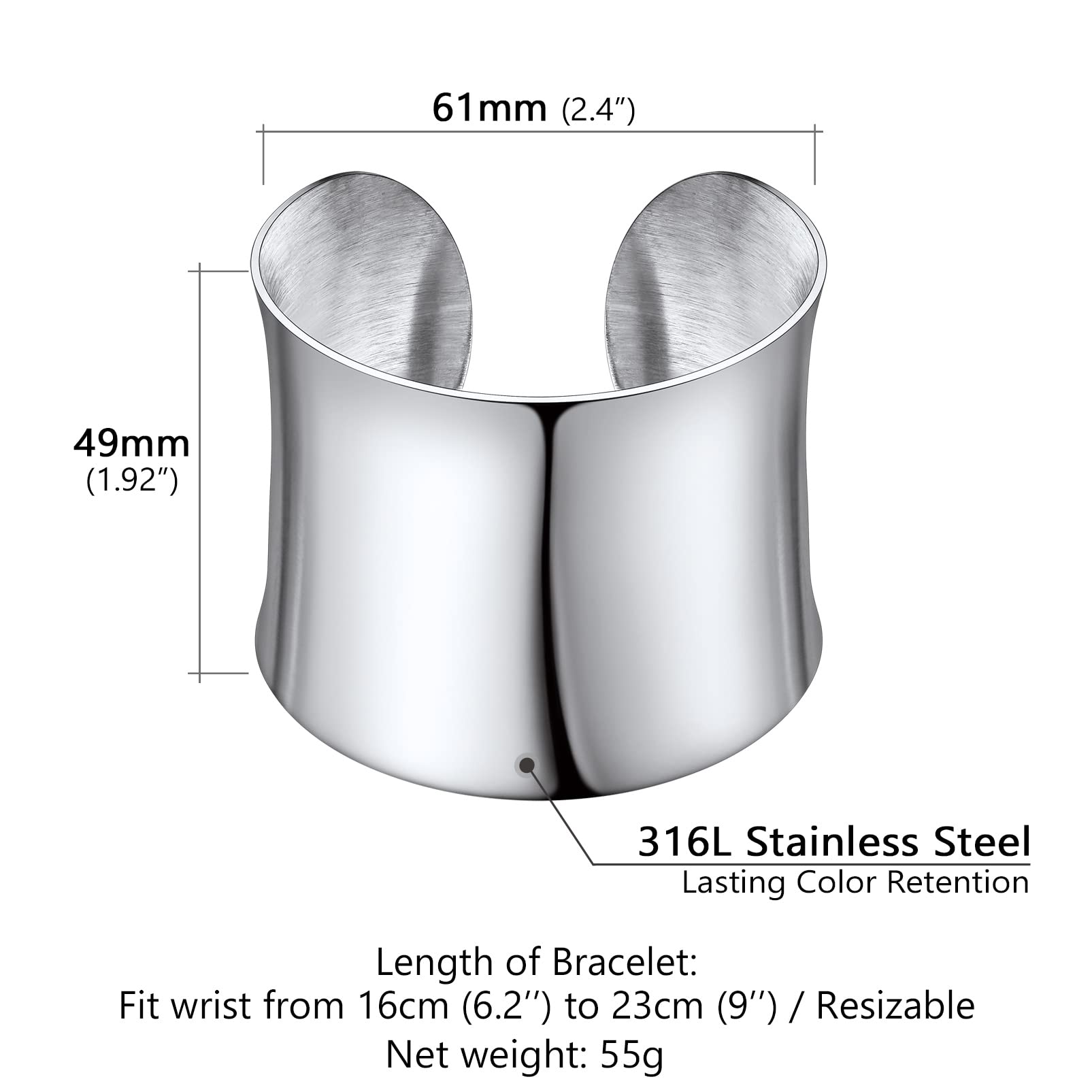 PROSTEEL Women's Bangle Cuff Bracelets - Shiny Gold & Silver Stainless Steel Statement Jewelry - Elegant Gift Box Included - Perfect for Parties, Weddings & Everyday Wear