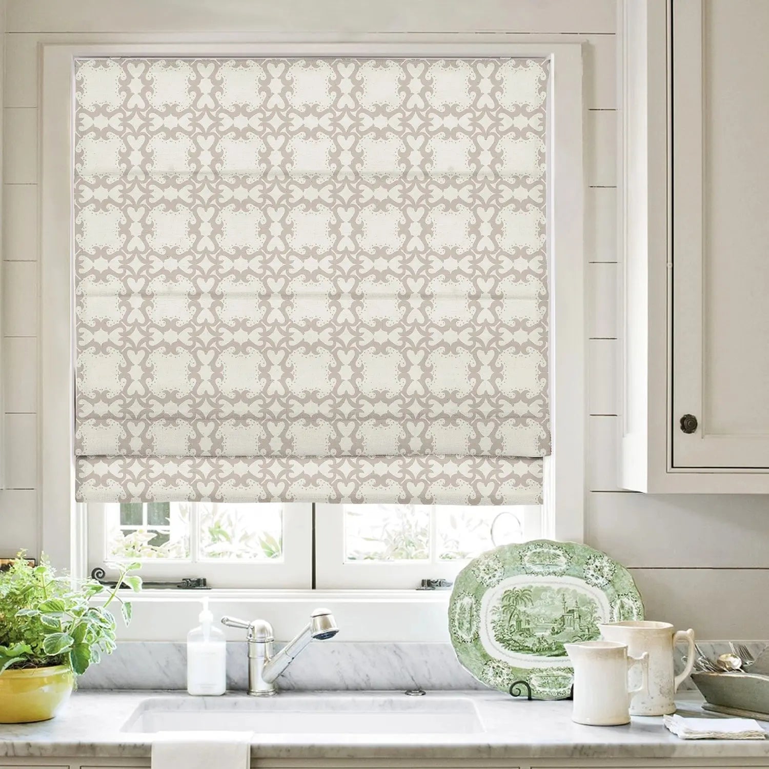 Printed Roman Shade Cord Lift - Elegant Window Treatment for Home & Office Decor | Easy Pull Cord System for Roman Blinds | Perfect for Living Rooms, Bedrooms & Offices