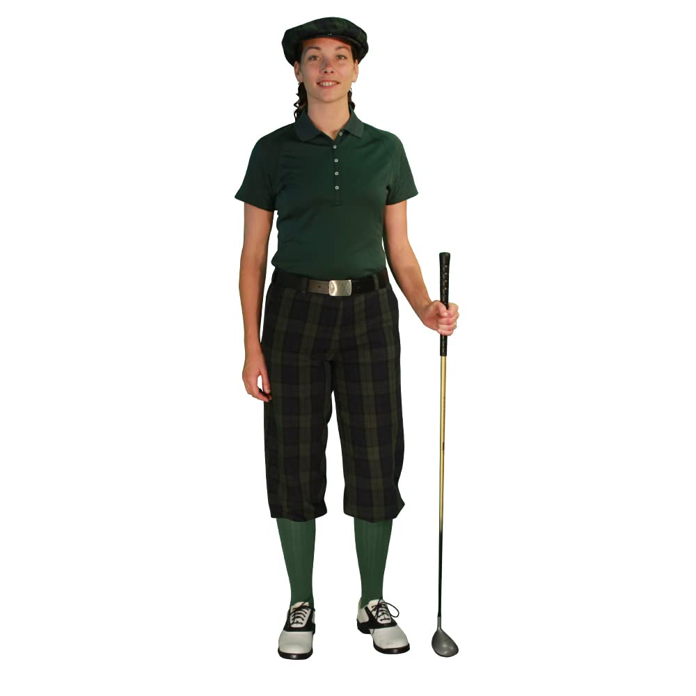 Black Watch Golf Outfits for Women - Stylish Dark Green Polo Shirt & Skirt Set - Perfect for Golf Tournaments, Country Club Events & Summer Outdoor Activities
