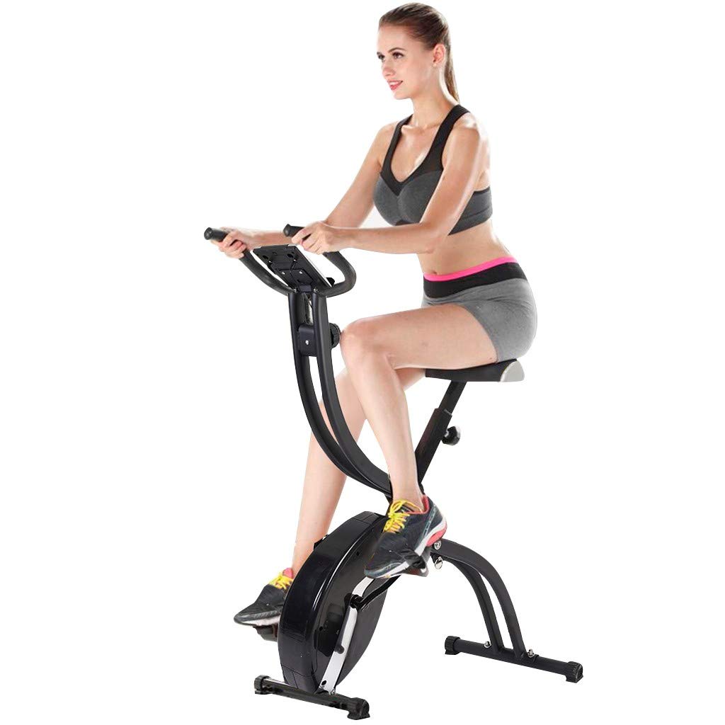 Magnetic Folding Exercise Bike for Home Gym - Adjustable Stationary Bicycle with Resistance Control - Compact Indoor Cycling Equipment for Women & Men - Perfect for Small Spaces & Apartment Workouts (Black)