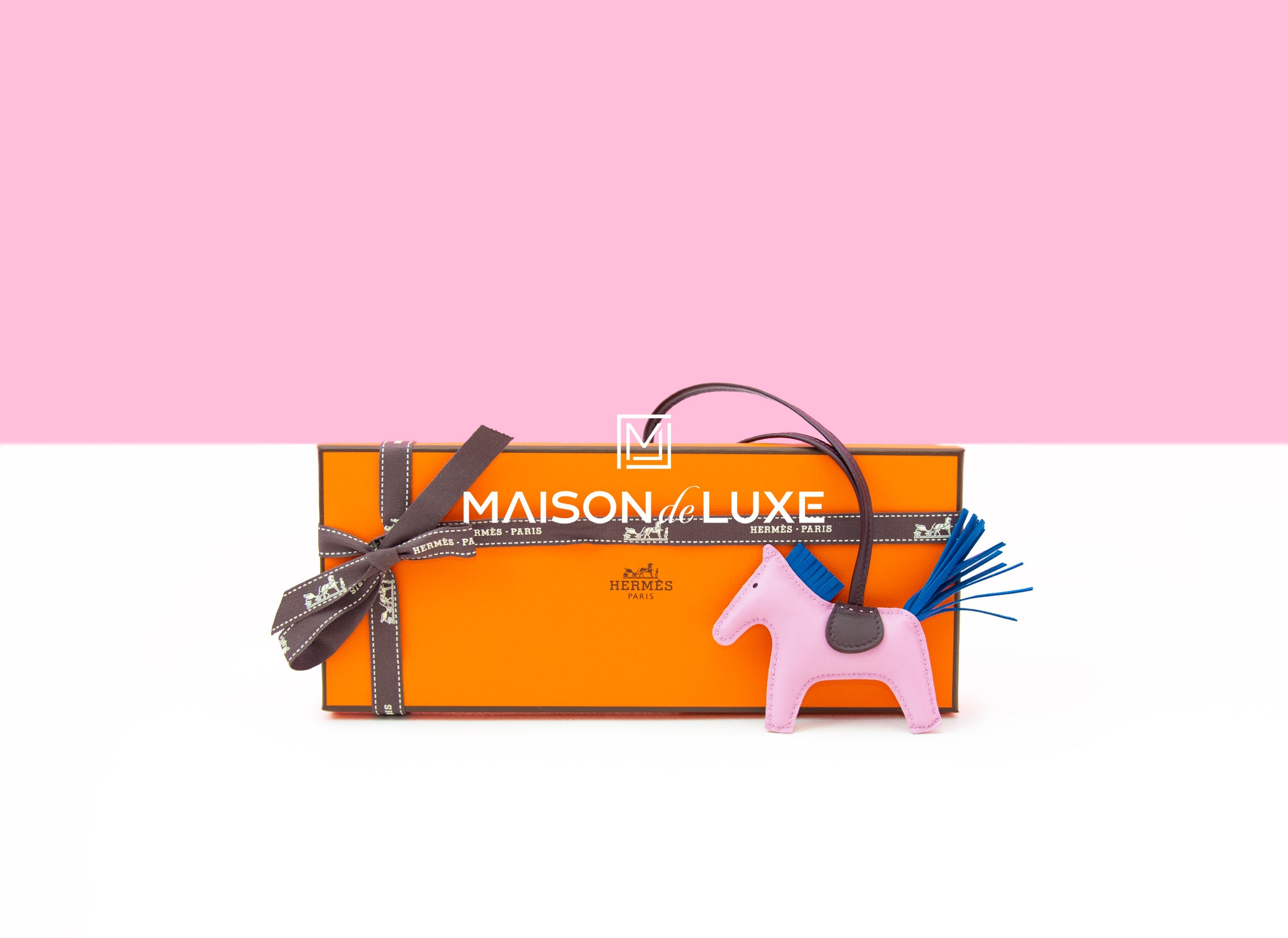 Hermes Bag Charm PM in Mauve, Blue France & Rouge Rodeo Colors - Perfect for Handbag Accessories & Gift Giving