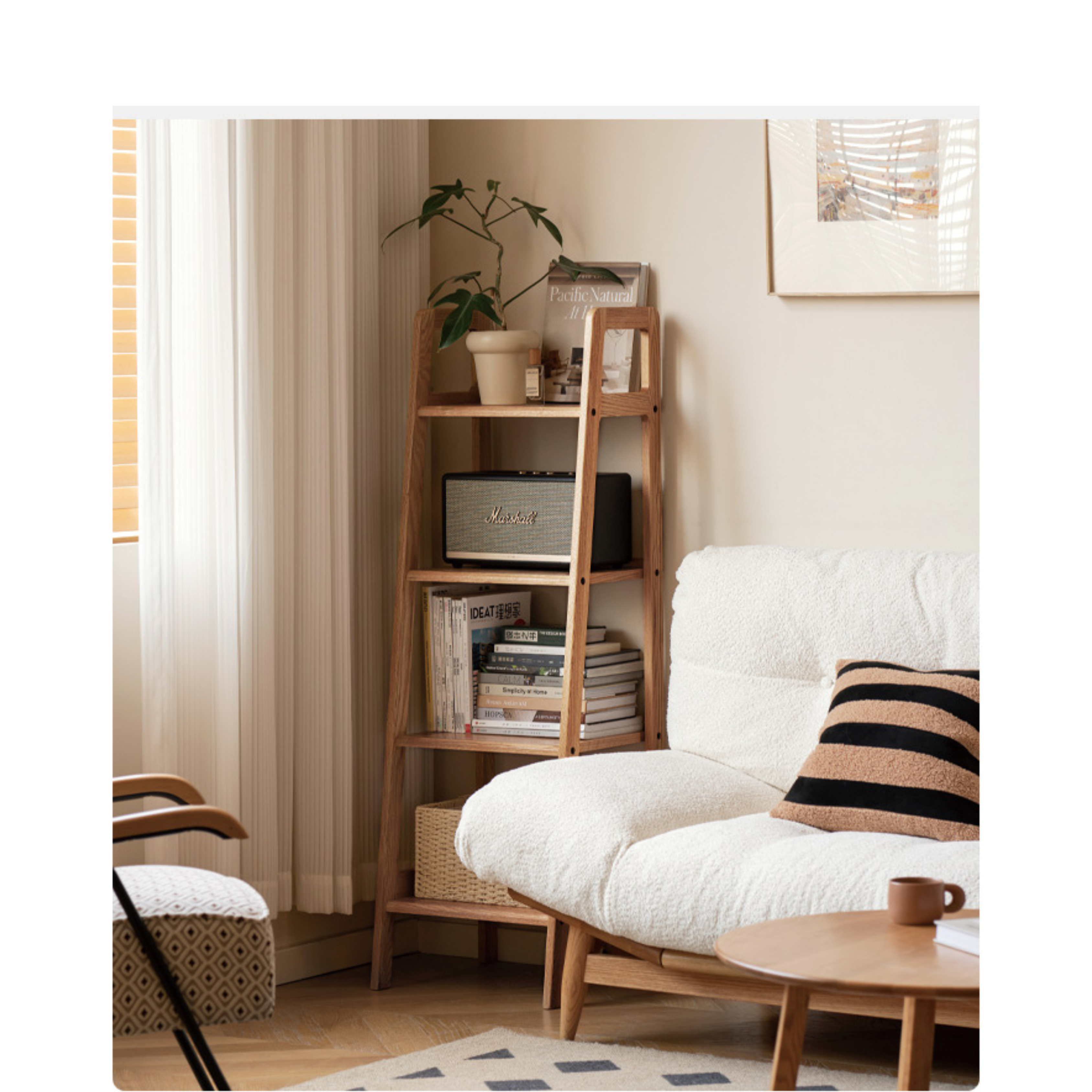 Solid Oak Wood Multi-Layer Shelf - Sturdy Bookshelf & Flower Stand for Home, Office, or Garden Storage & Display